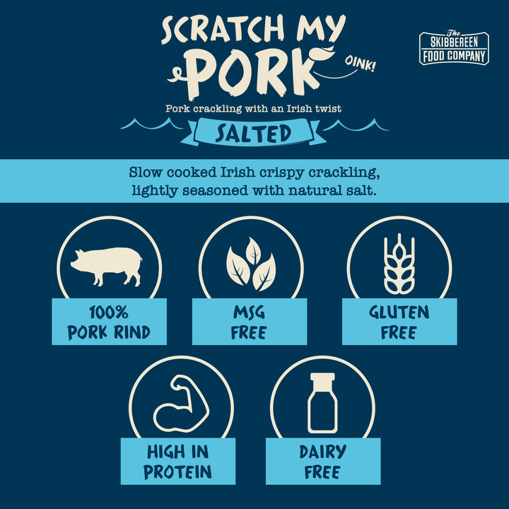 The Skibbereen Food Company Lightly Salted Pork Crackling - 250g Bulk Bag, Gluten Free, High Protein, Keto Friendly