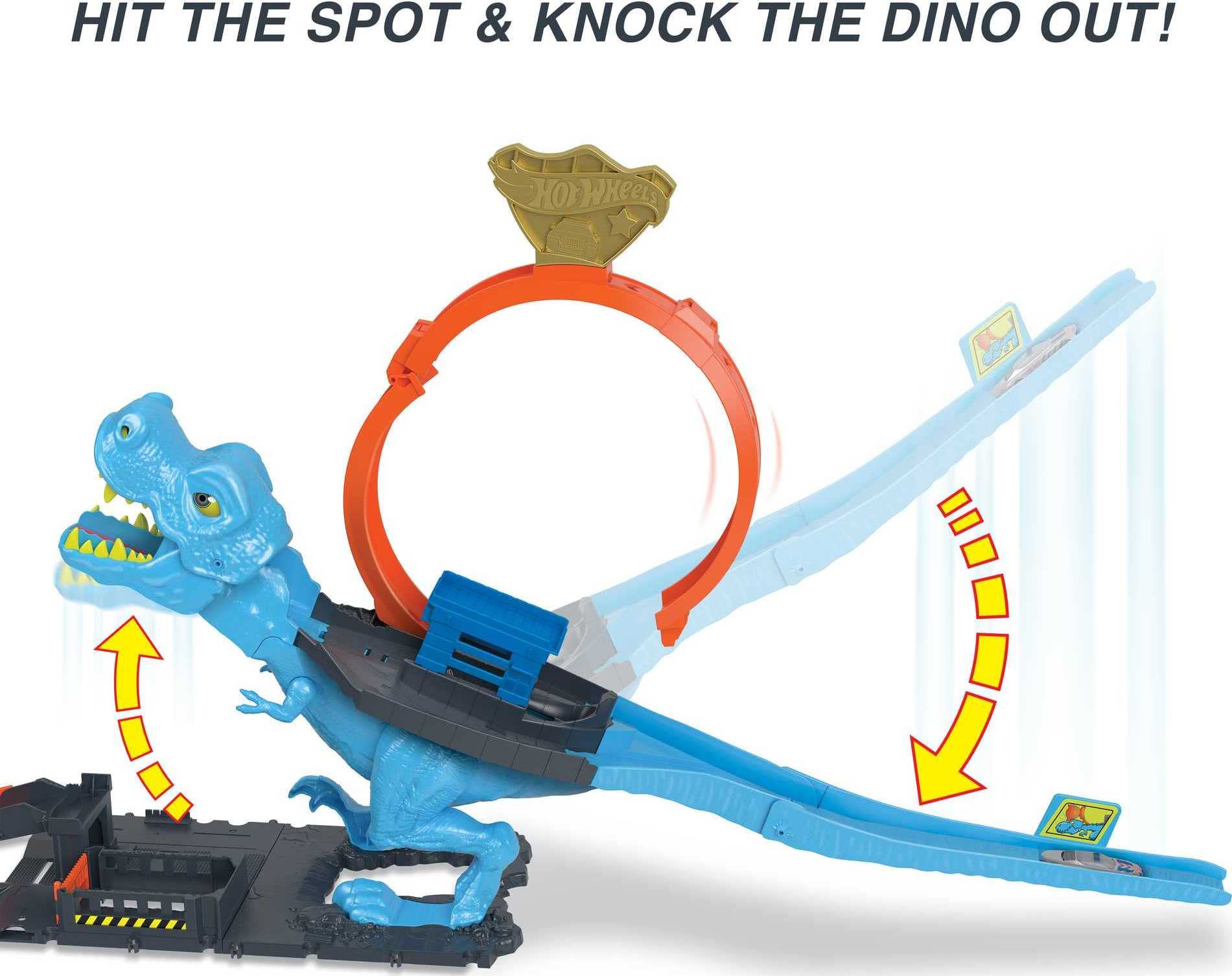 Hot Wheels City Racetrack - T-Rex Chomp Down Loop Stunt | Includes 1 Car | Ages 4+ 5