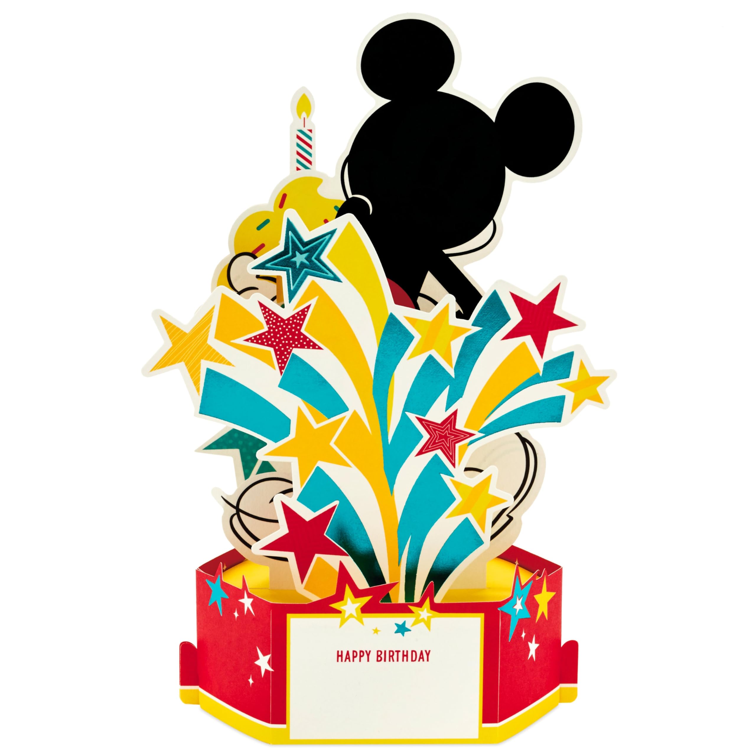Hallmark Disney Mickey Mouse 3D Pop-Up Birthday Card with Cupcakes & Stars | H17.3cm x W11.9cm