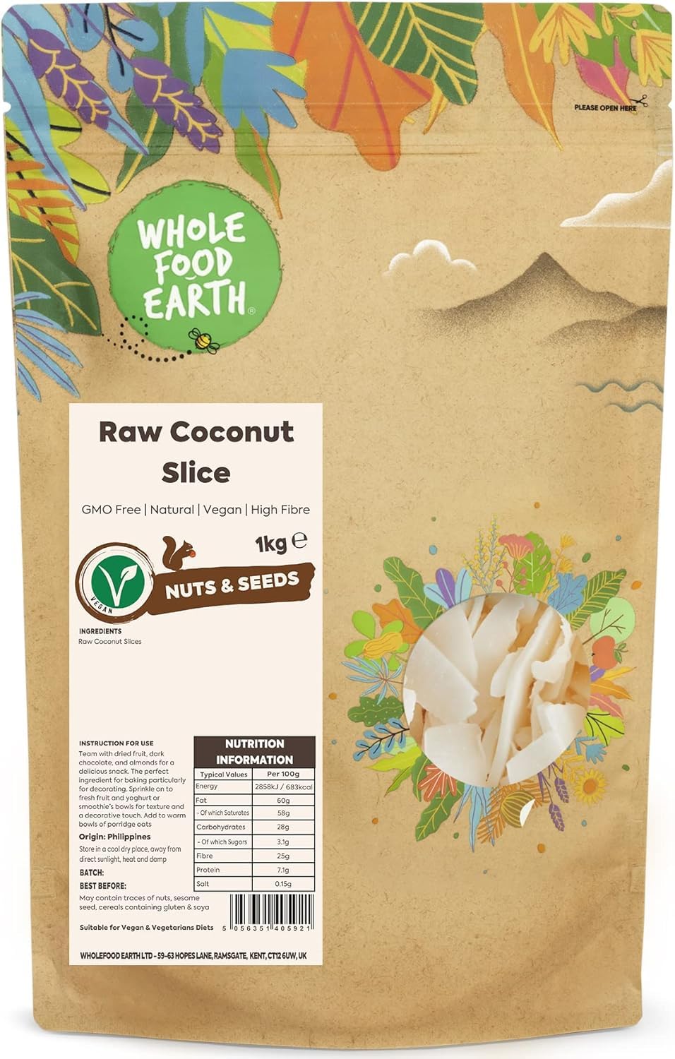 Wholefood Earth - Raw Coconut Slice (1 kg) 1