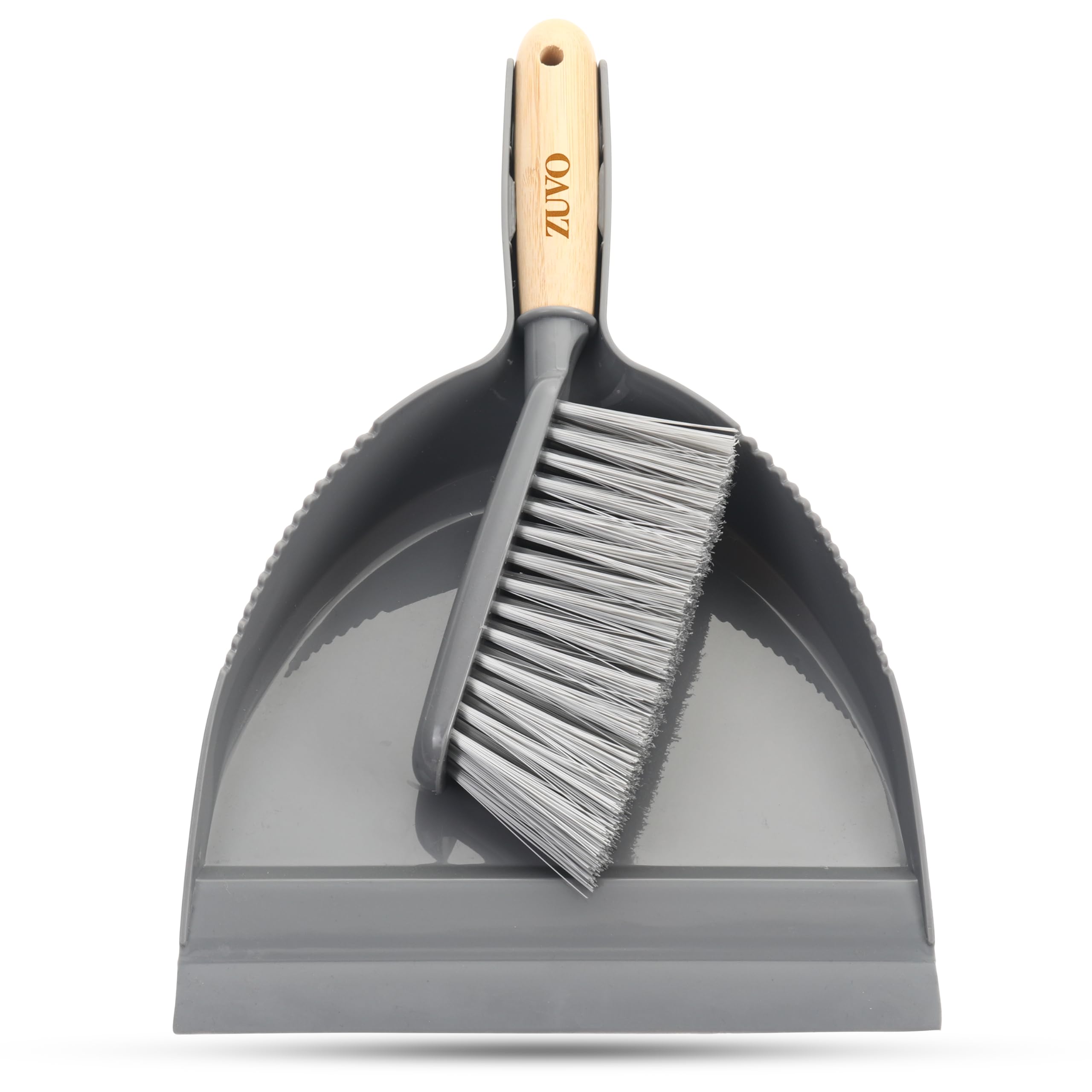 Zuvo Dustpan and Brush Set - Premium Bamboo Handle | Heavy Duty Bristles | Indoor/Outdoor Use 1