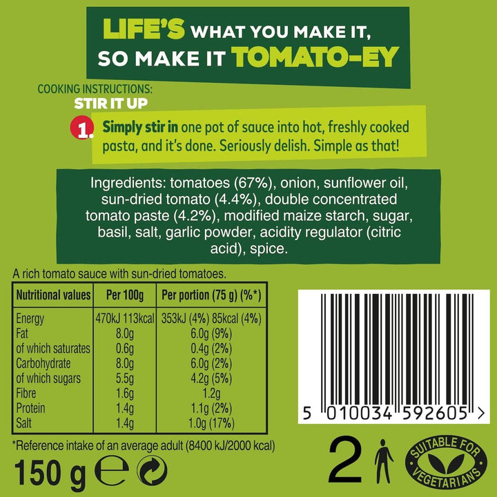 Dolmio Sun Dried Tomato Stir-In Pasta Sauce, 150g (Pack of 7)