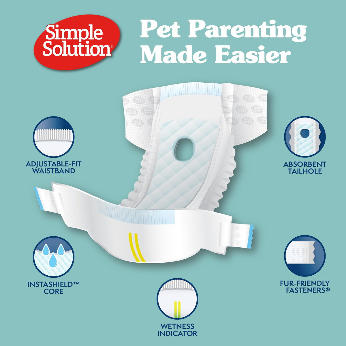 Simple Solution Disposable Dog Diapers for Female Dogs - 2XL, 12 Count