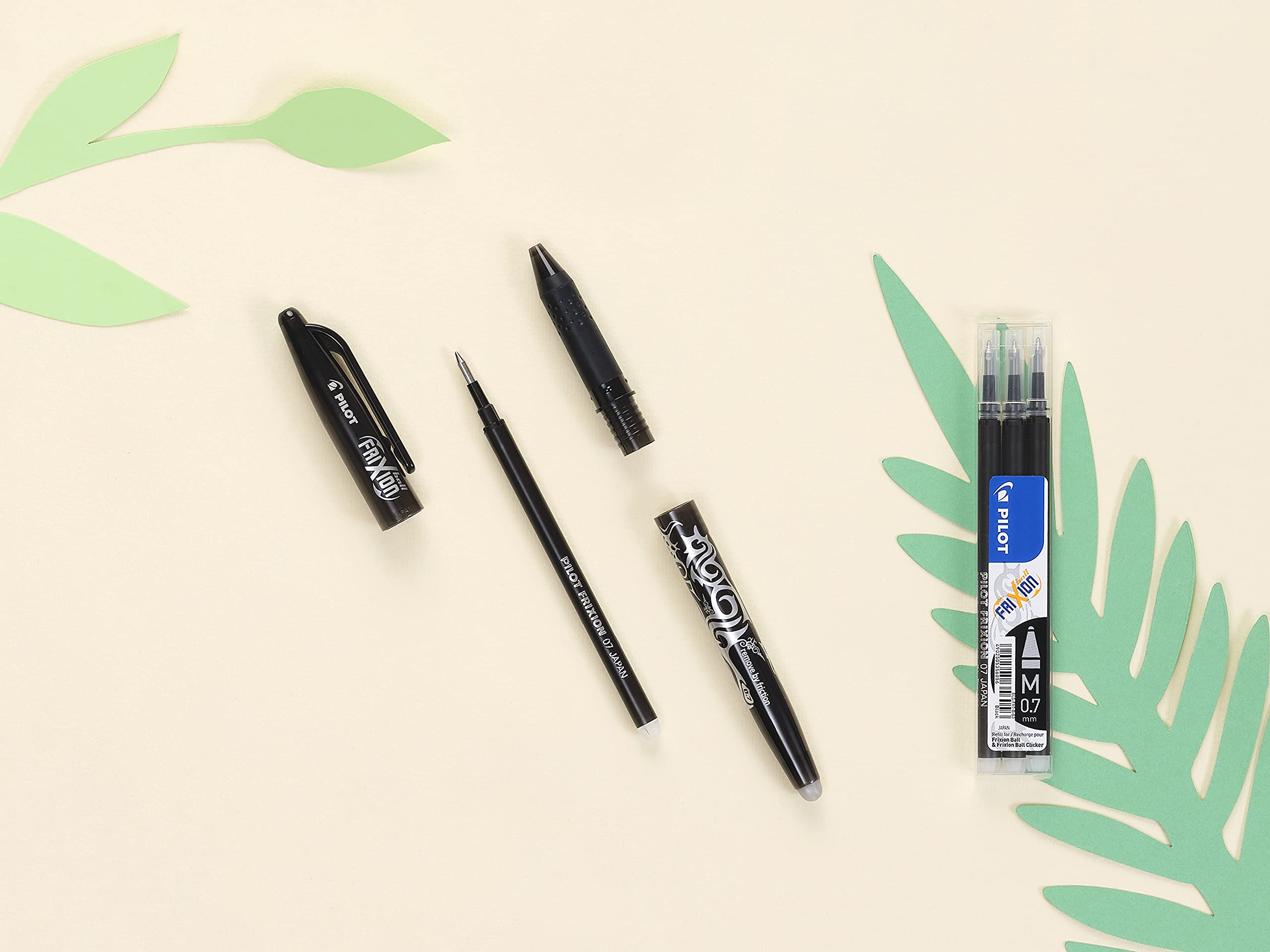PILOT FriXion Rollerball Refill - Erasable Ink | 0.7mm Tip | 12 Pack Black 8