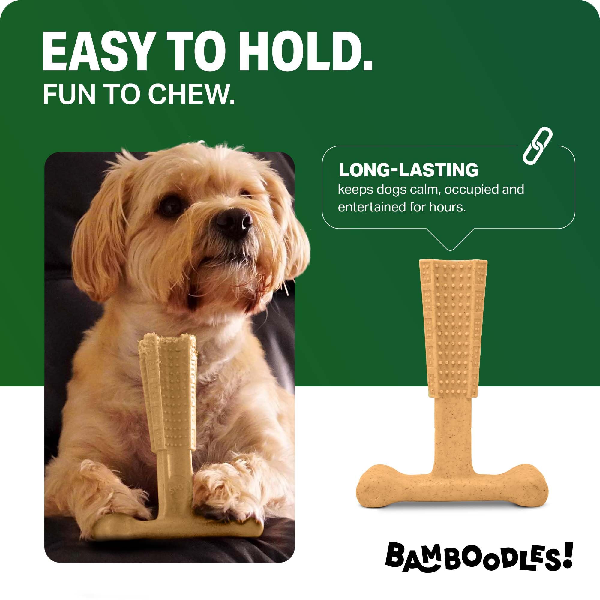 Bamboodles T-Bone Dog Chew Toy - Medium Size | Chicken Flavour | Durable Chew