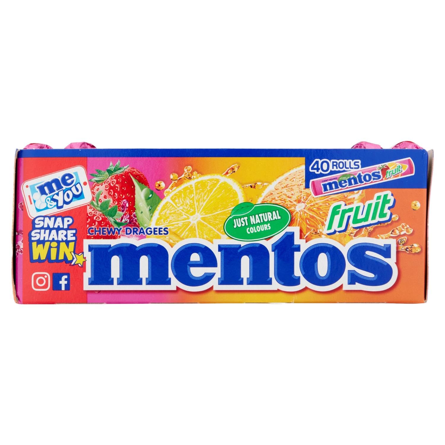 MENTOS Fruit Flavour Soft Mints - Crisp Outer Shell and Soft Centre | 40 Rolls | 940g Bulk Pack 2