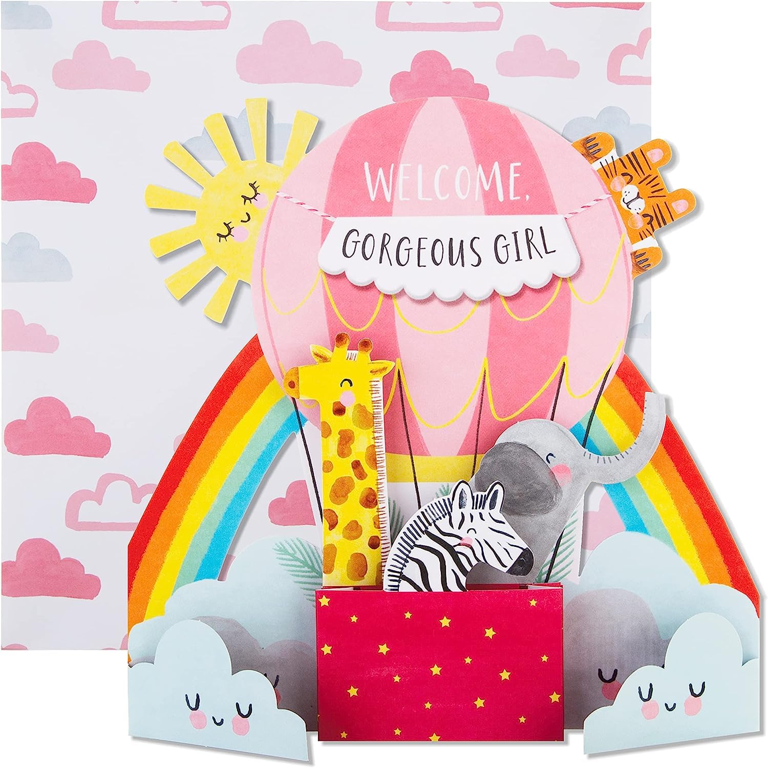 Hallmark Baby Girl Congratulations Card - Die Cut Pop-out Hot Air Balloon | 19.8cm x 19.8cm 4