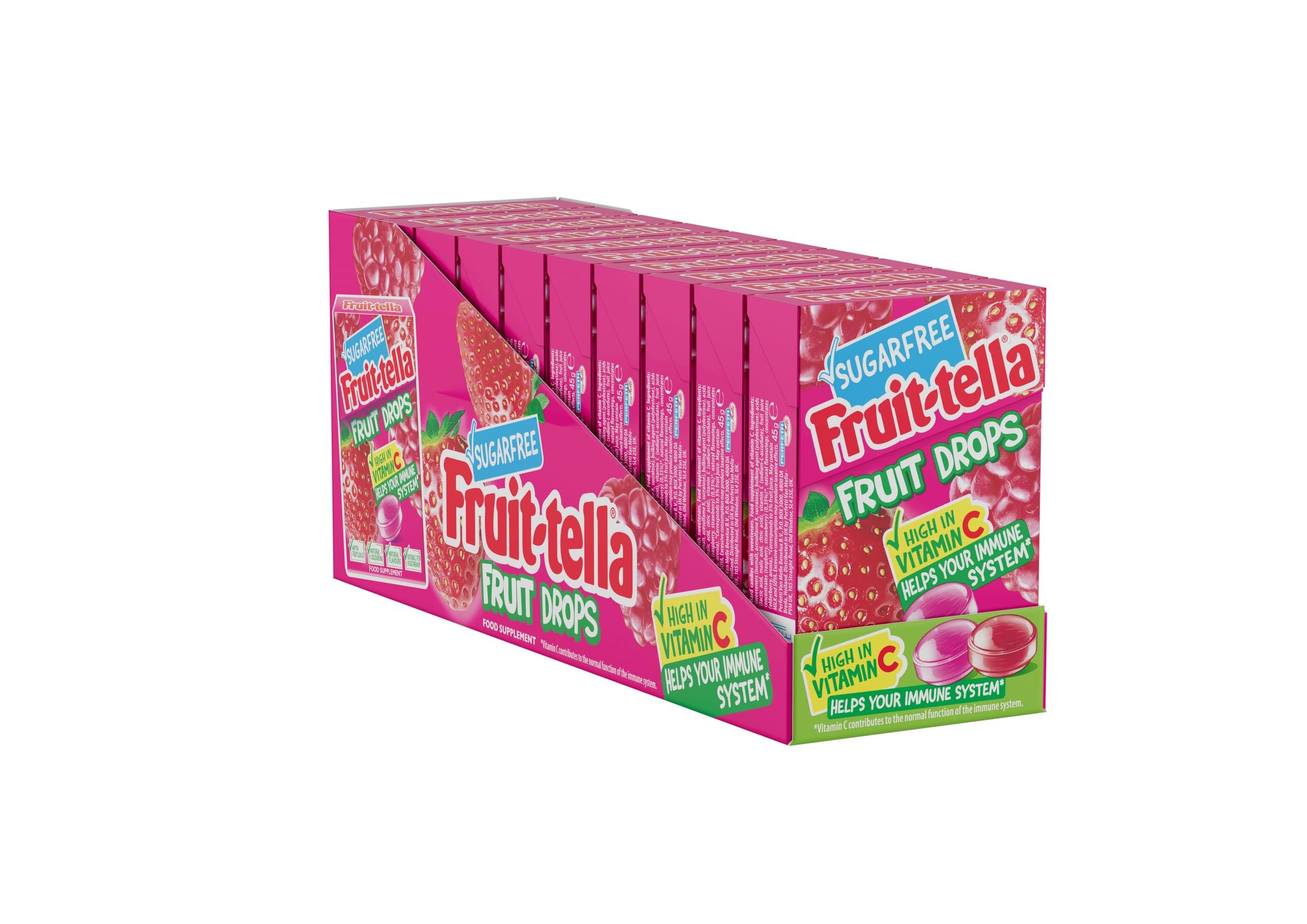 Fruittella Fruit Drops - Sugar Free Red Berry Mix Sweets | Pack of 10 | High in Vitamin C 1