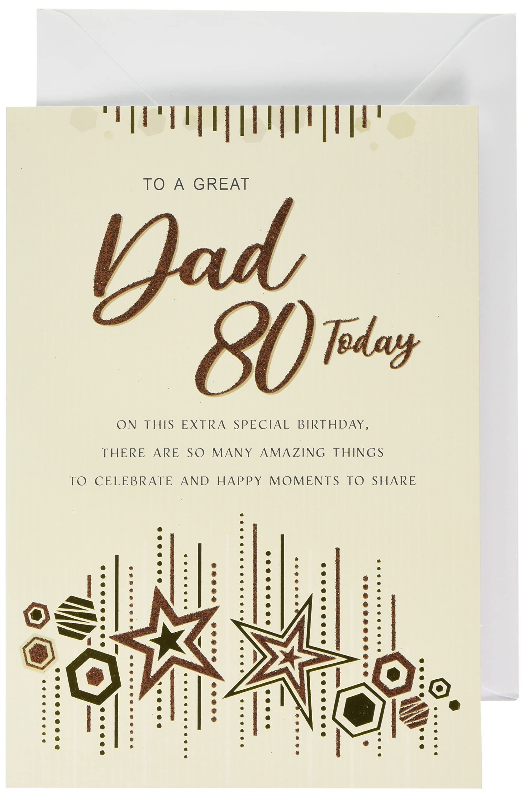 Piccadilly Greetings Age 80 Dad Birthday Card - 9 x 6 inches | Metallic 1