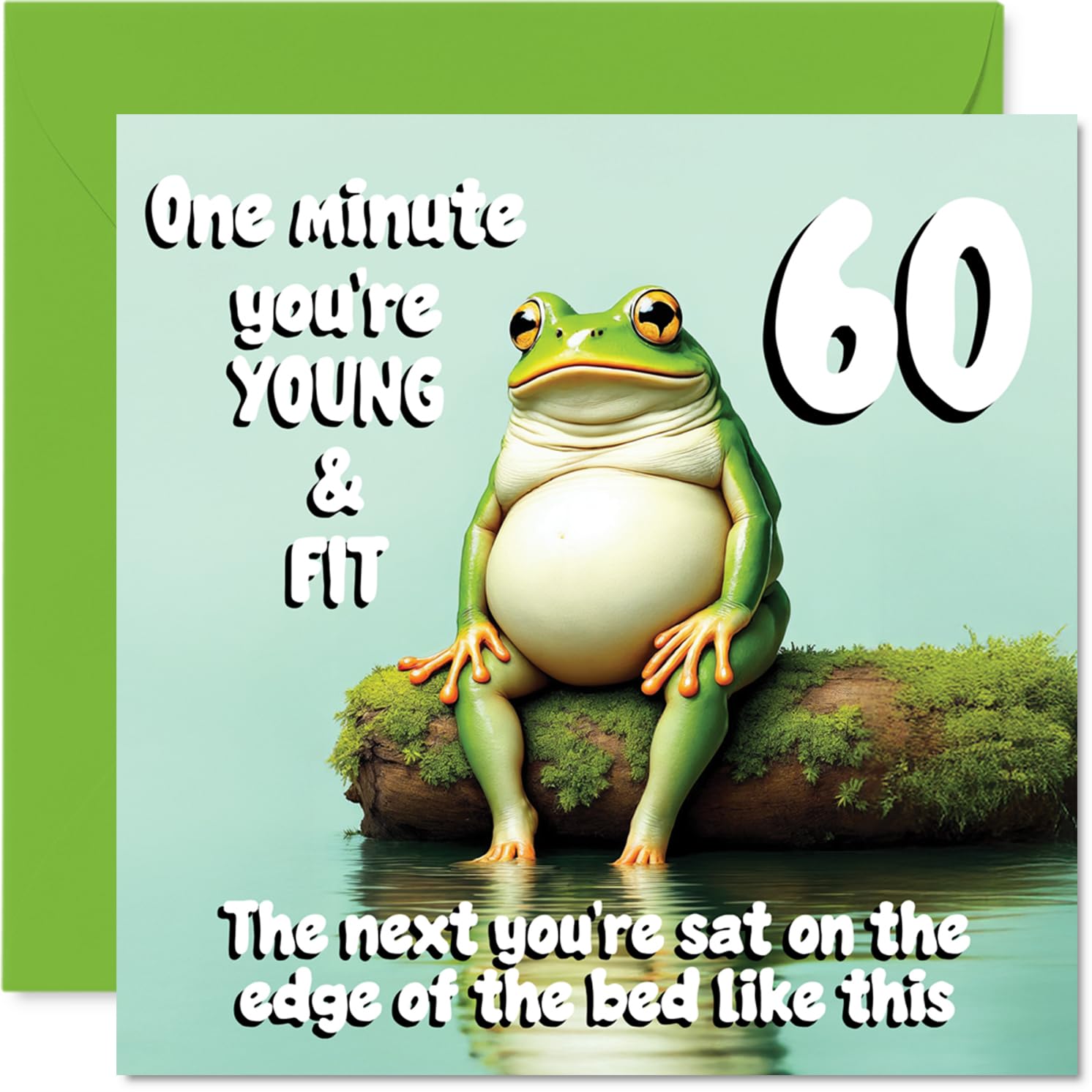 Stuff4 60th Birthday Card for Men & Women | Young and Fit Frog Design | 145mm Greeting Card 1