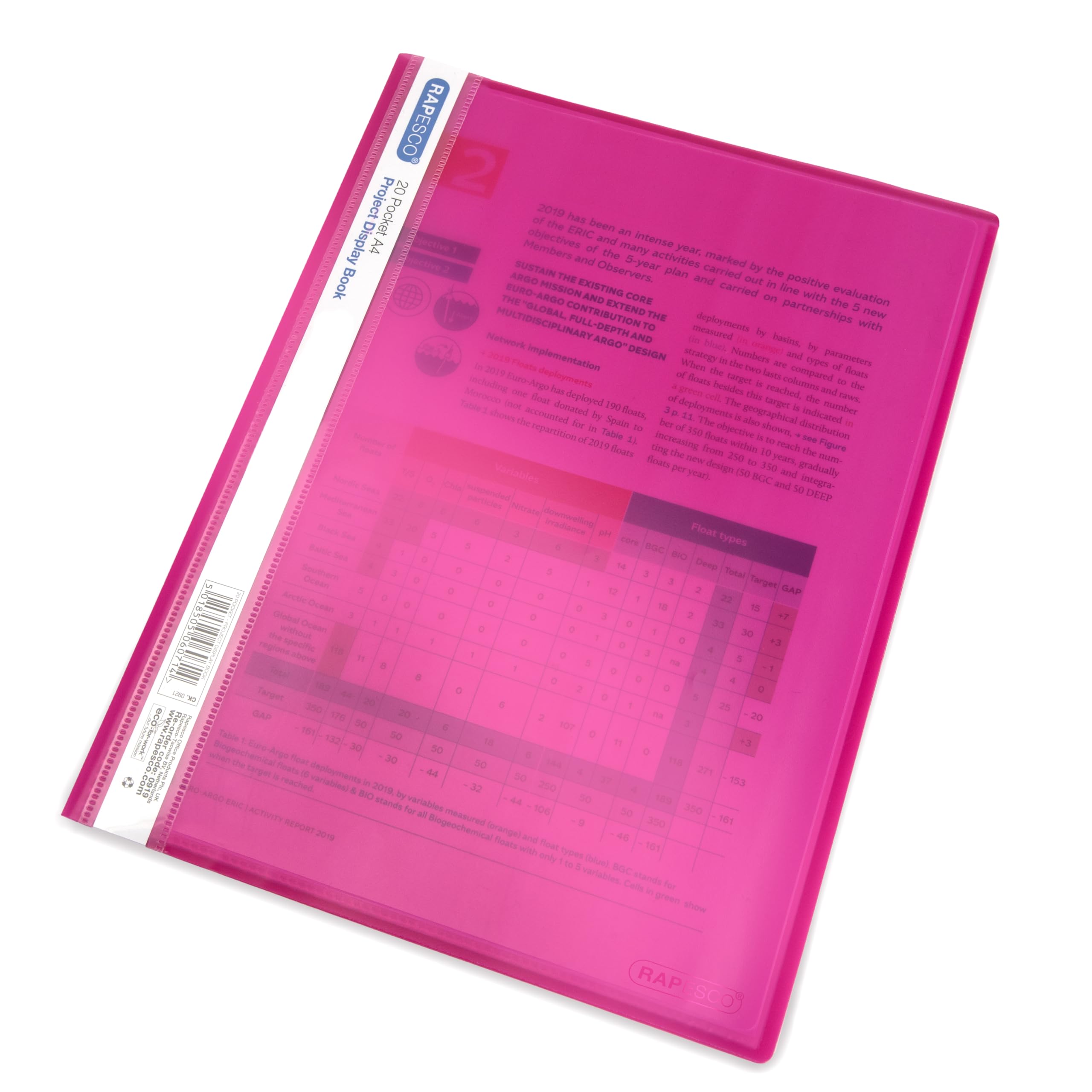 RAPESCO 0919 A4 Project Presentation Display Book - 20 Pockets, Assorted Bright Colours, Pack of 10 2