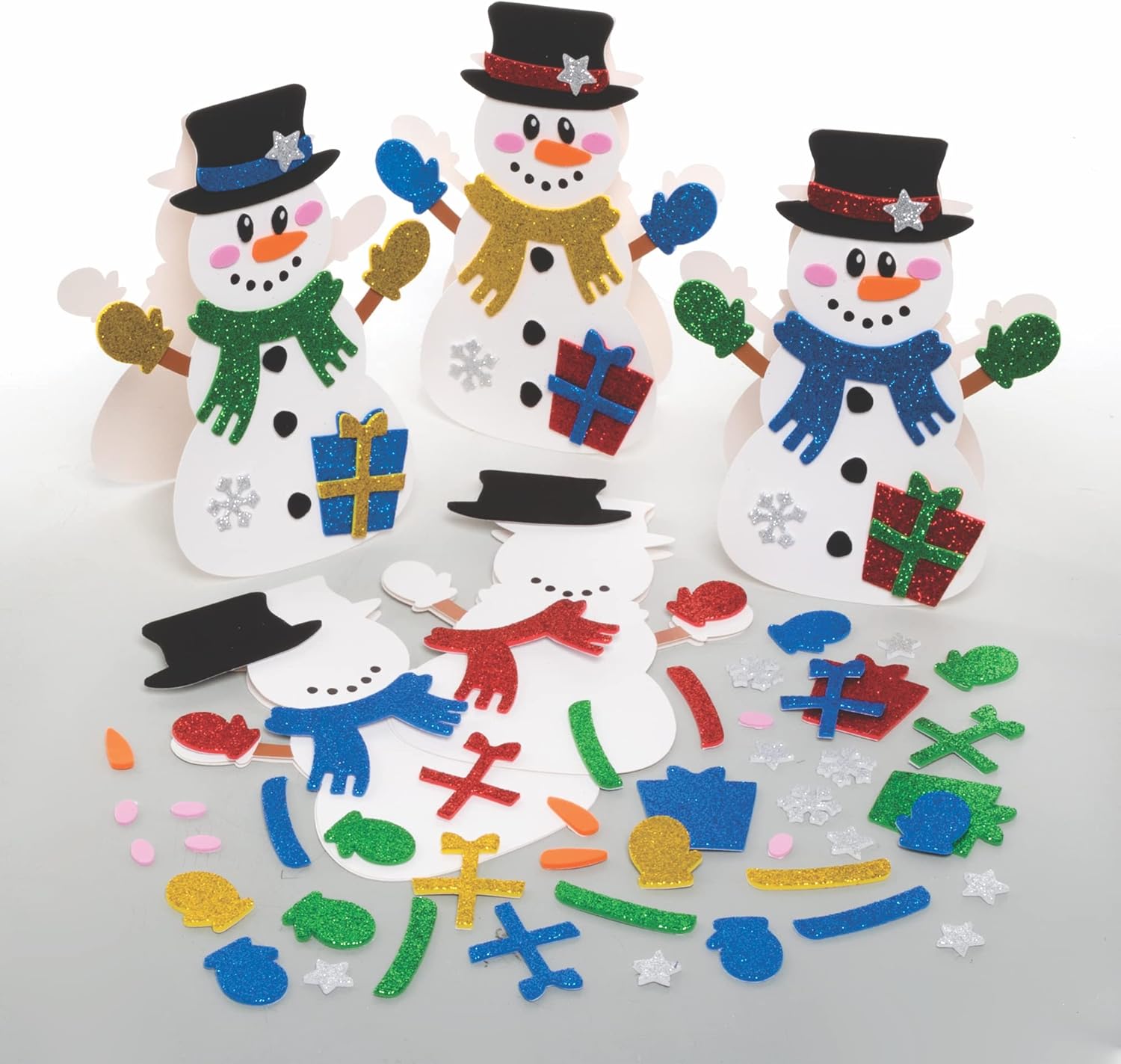 Baker Ross FC123 Snowman Card Kits - Pack of 6, Christmas Craft Kit for Kids 1