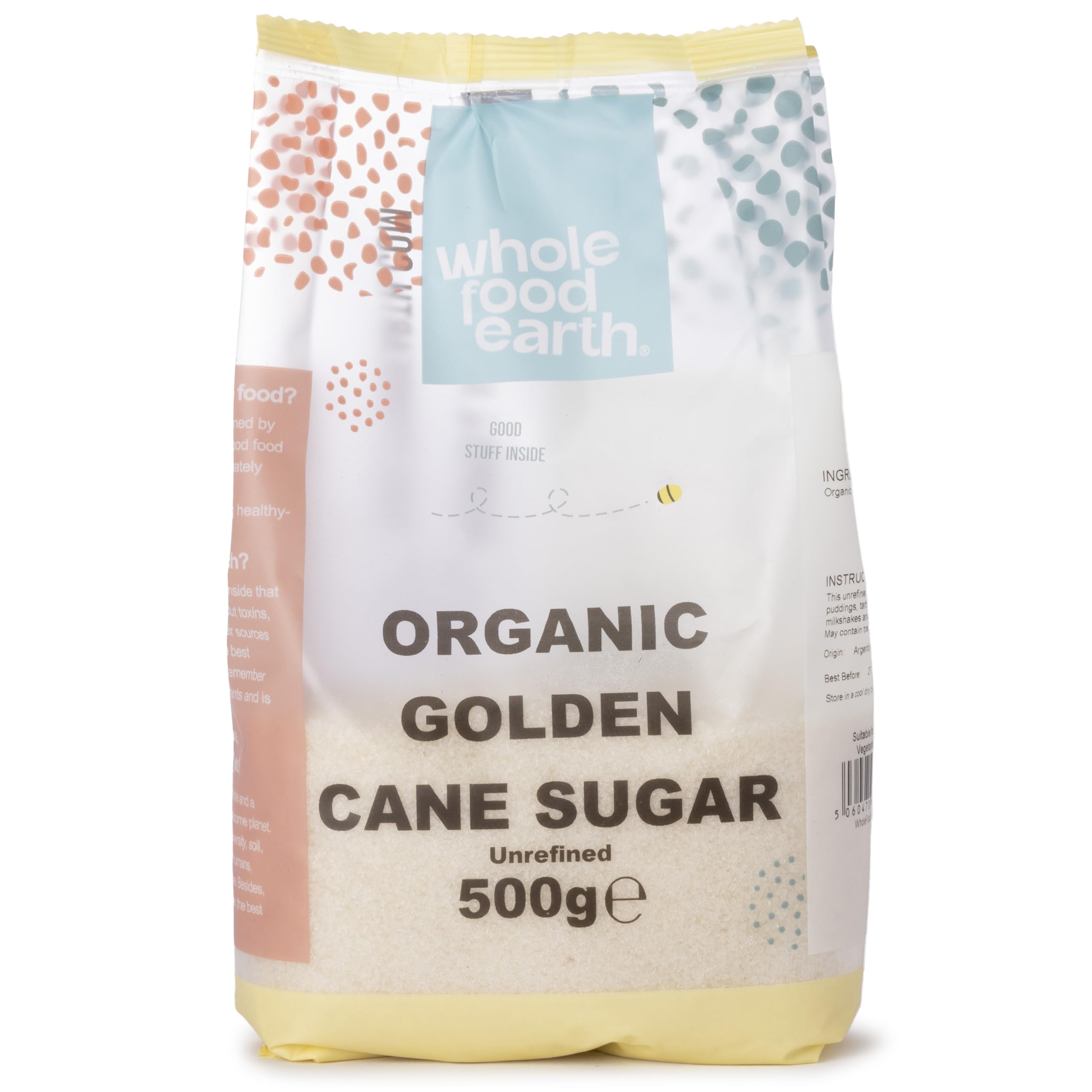 Wholefood Earth Organic Golden Cane Sugar - 500g | Unrefined | Vegan 1