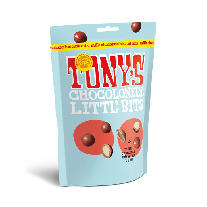 Tony's Chocolonely Littl’ Bits Chocolate Mix Balls - Mini Milk & White Chocolate with Biscuit