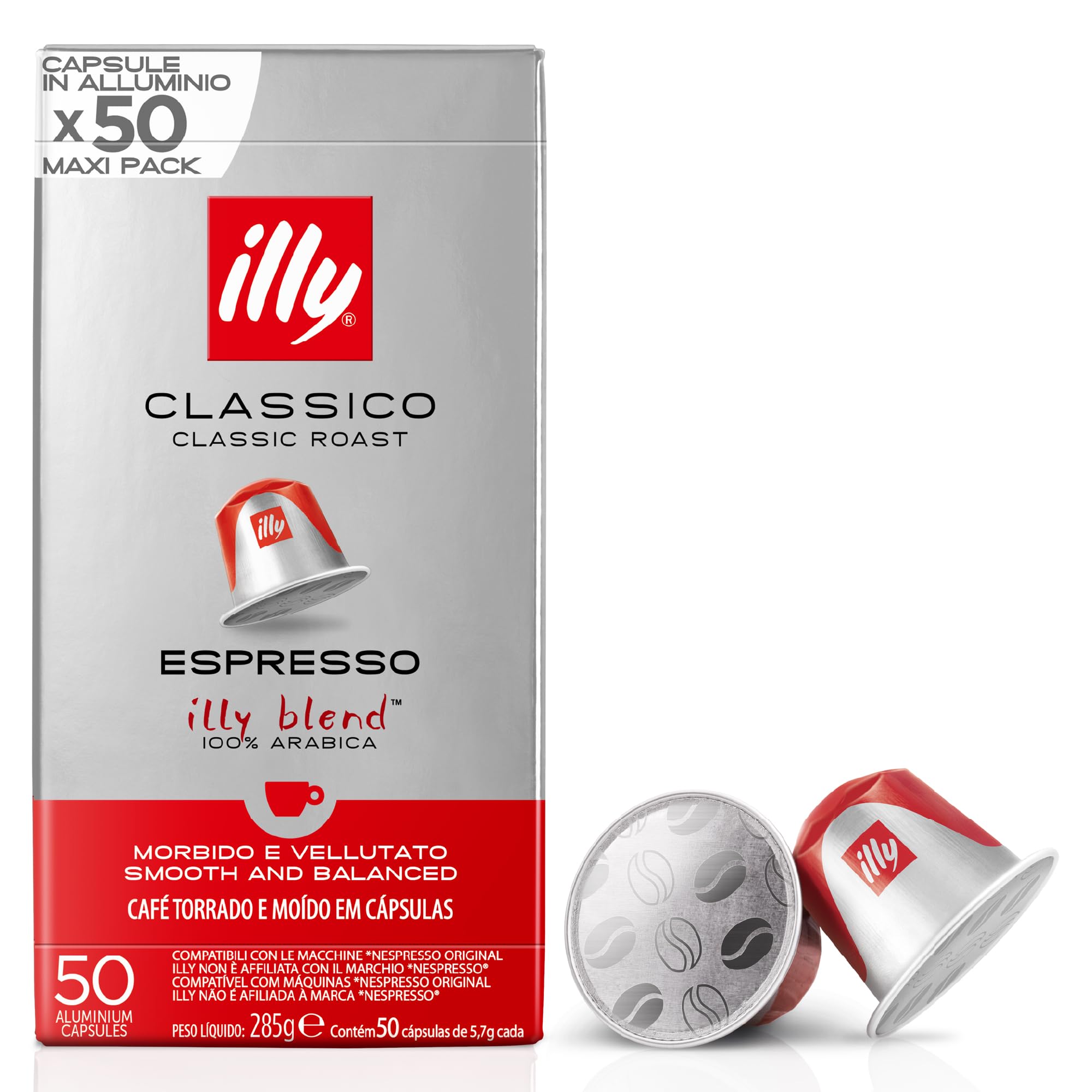 illy Classico Coffee Pods - 50 Count | Nespresso Original Compatible | Smooth & Balanced 1