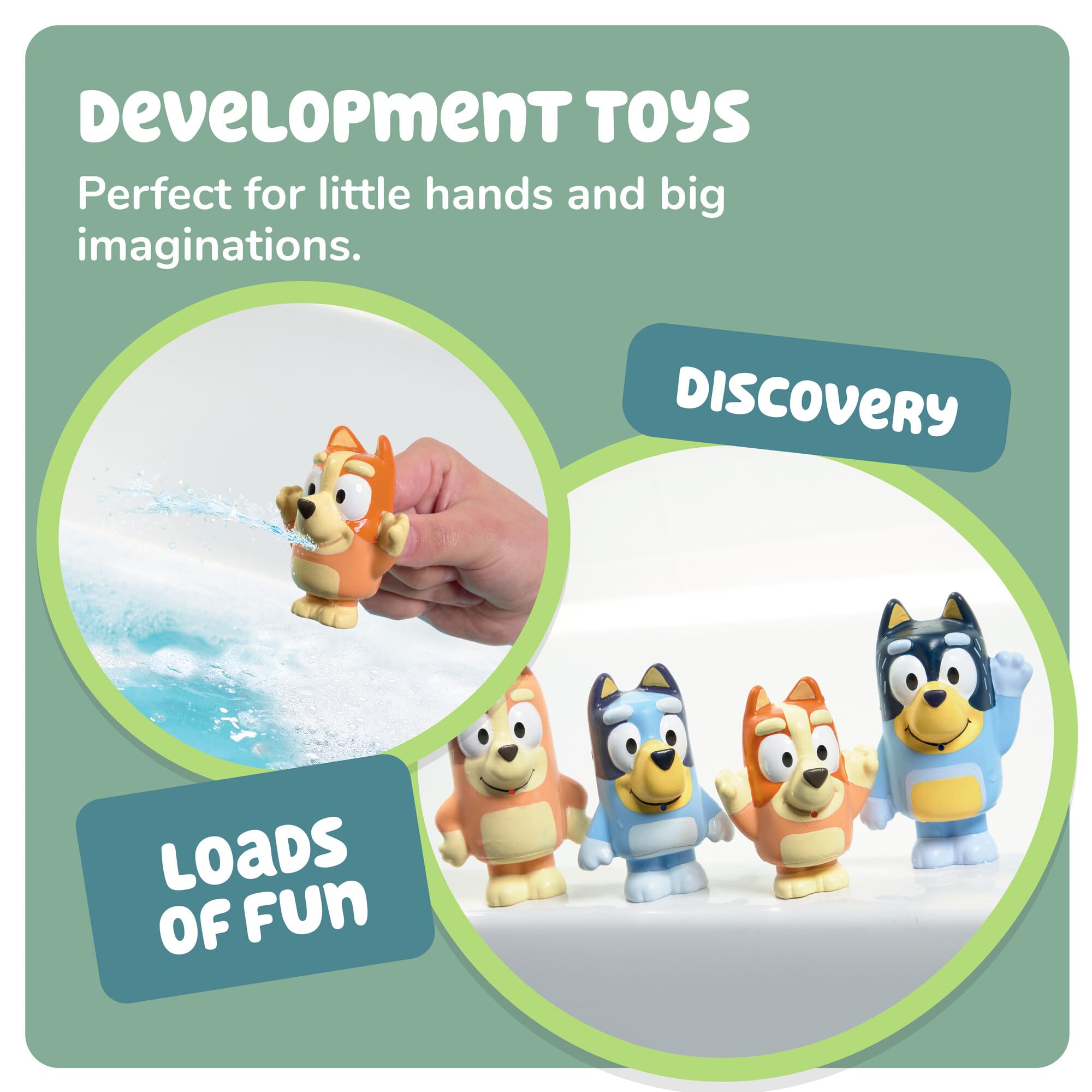 Toomies Bluey Family Bath Squirters 4-Pack - Squeeze & Squirt Water Toys for Toddlers