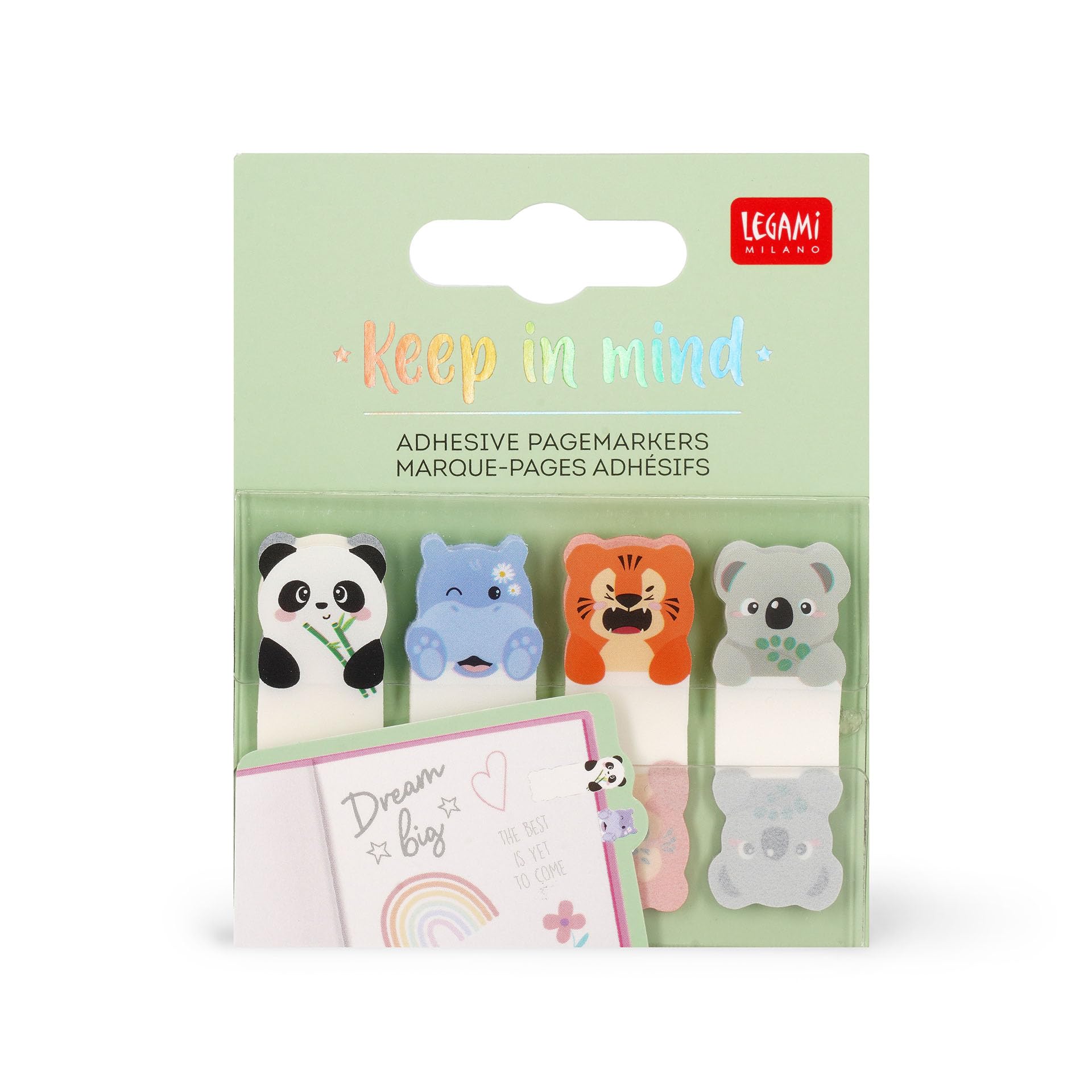 LEGAMI Keep in Mind Stickers - 80 Writable & Removable Page Markers | Cute Animal Theme