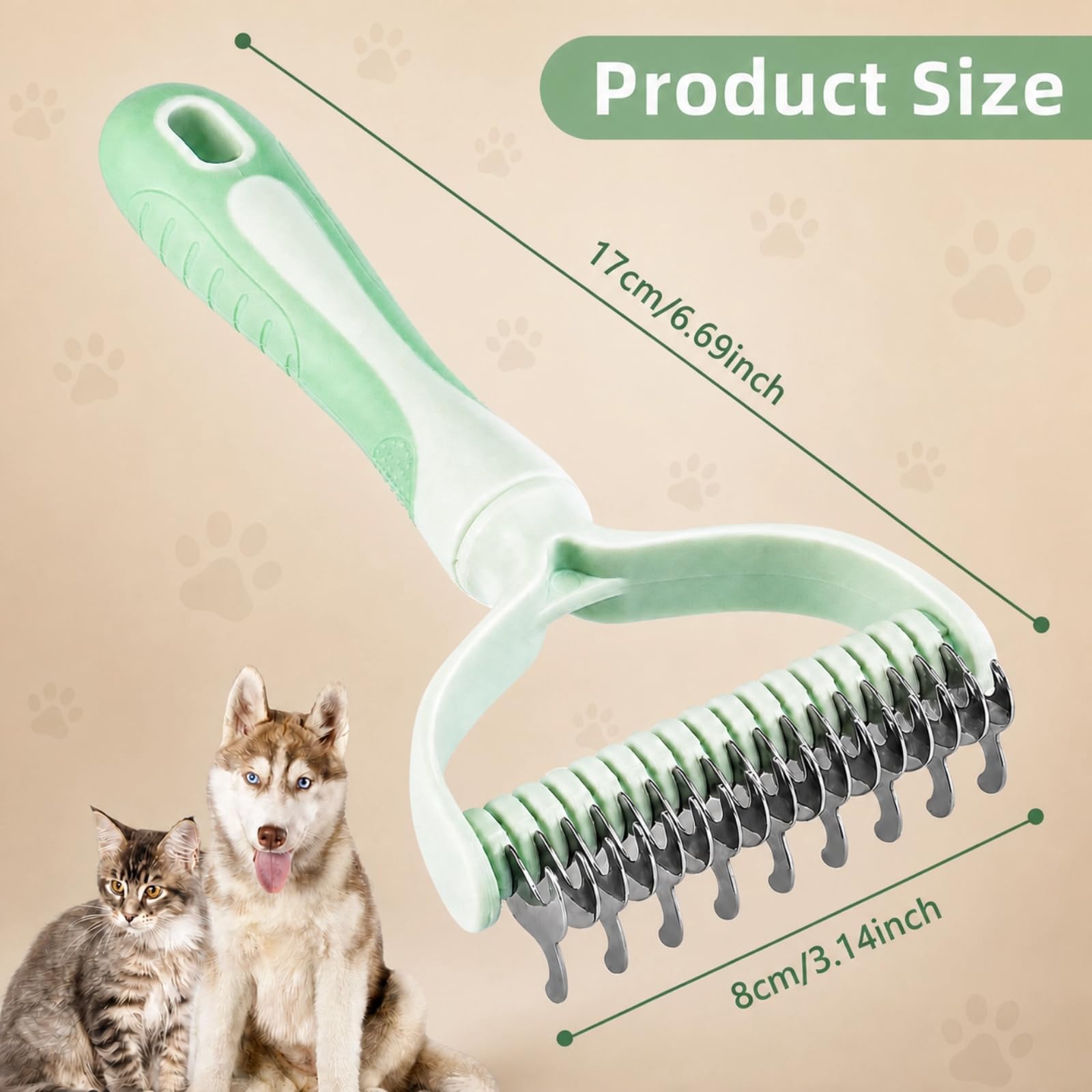 JADUFHU 2-in-1 Dematting Comb - Dual-Sided Undercoat Rake for Dogs & Cats | Stainless Steel 4