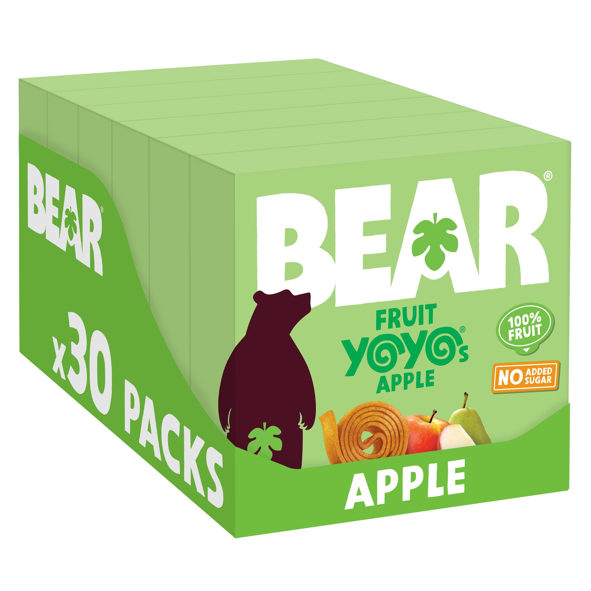 BEAR Yoyos Apple Fruit Rolls - 100% Real Fruit, No Added Sugar | 20g Pack of 30