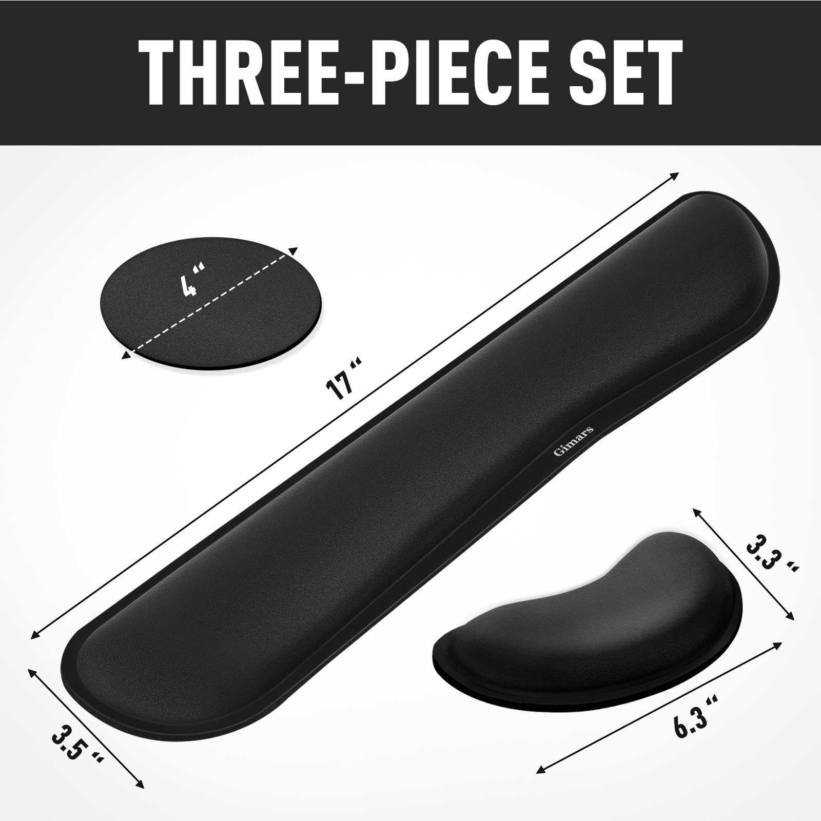 Gimars Enlarge Silky Gel Memory Foam Wrist Rest for Keyboard and Mouse | 3CM Thick | Black