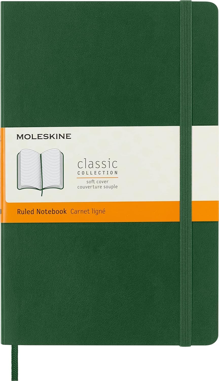 Moleskine Classic Notebook - Ruled Pages, Soft Cover, Large 13x21cm | 192 Pages, Myrtle Green 1