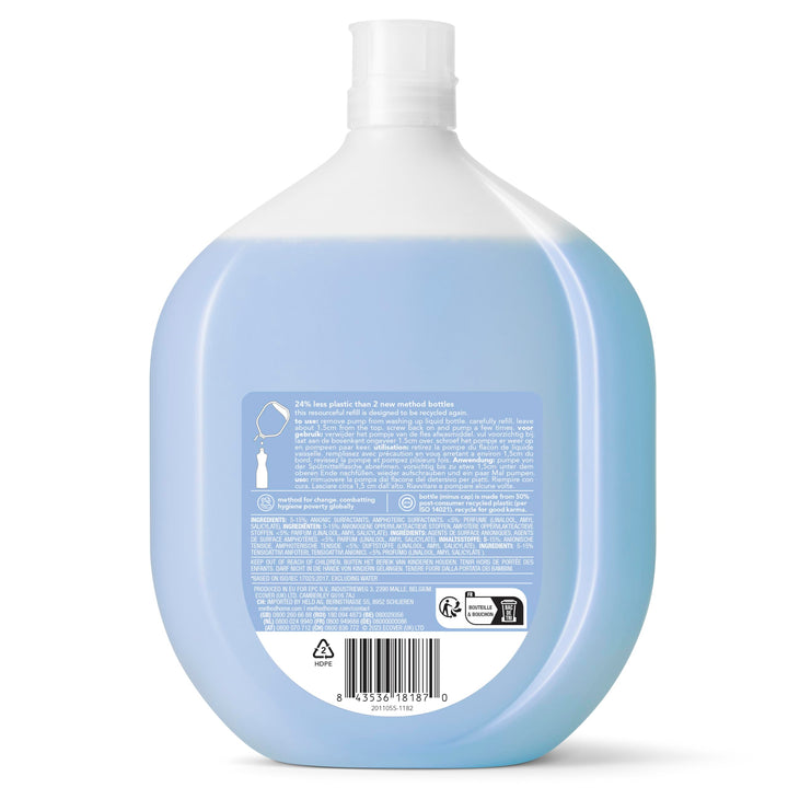 Method Washing Up Liquid Refill - Coconut Water Scent, Tough on Grease & Biodegradable Dish Soap