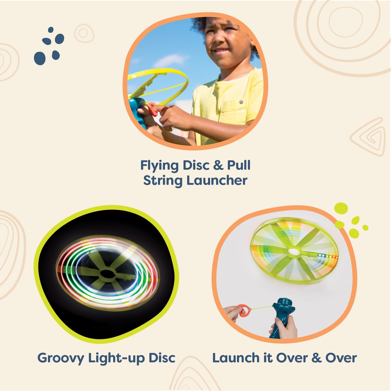 B. toys Disc-Oh Flyers Skyrocopter Boomerang - Light-Up Flying Disc Toy for Kids 5+ 3