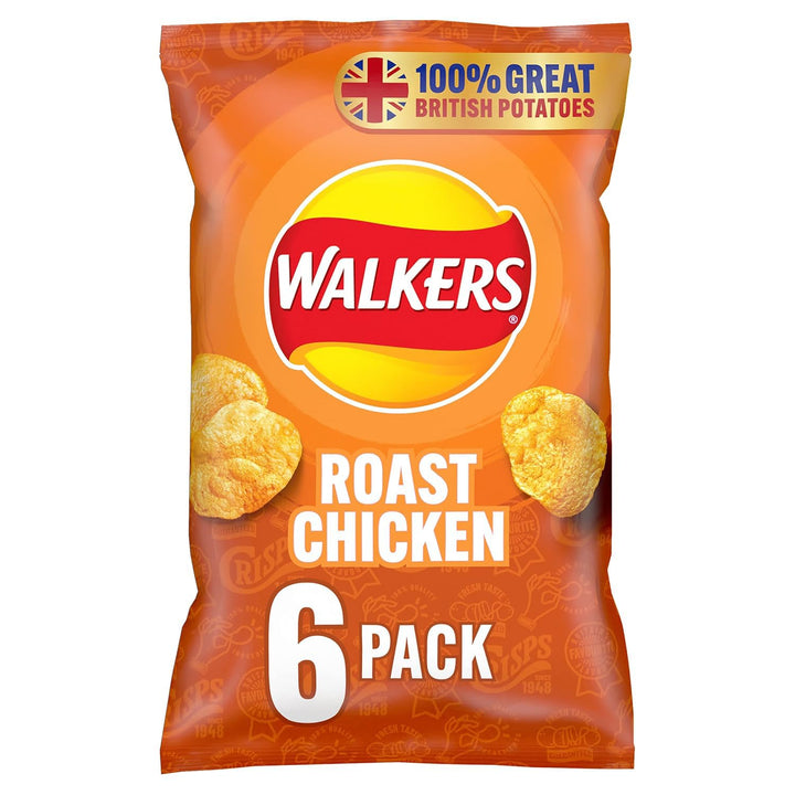 Walkers Roast Chicken Crisps Multipack 6x25g