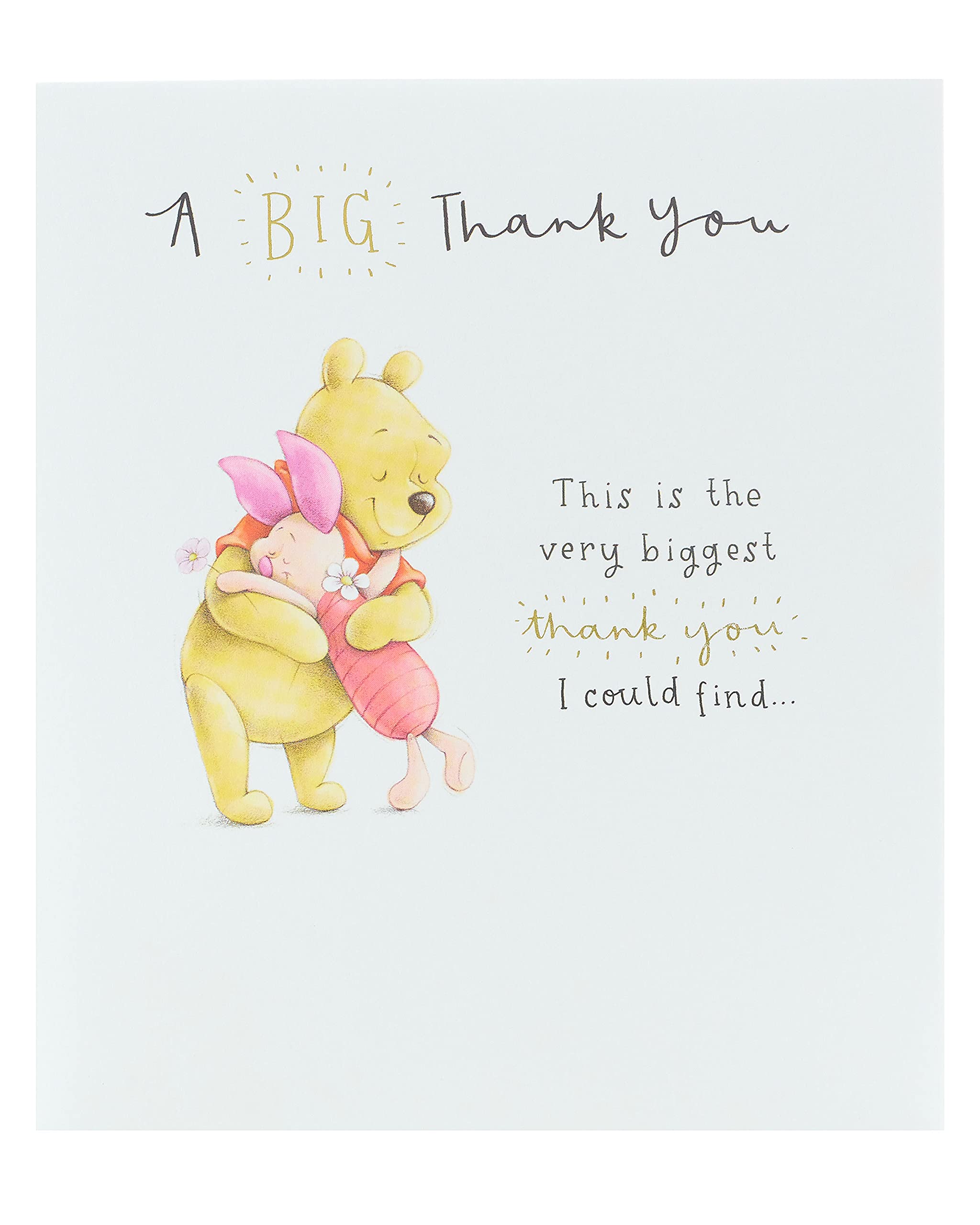 UK Greetings Disney Pooh Bear & Piglet Thank You Greeting Card | Gold Foil | FSC Certified 1