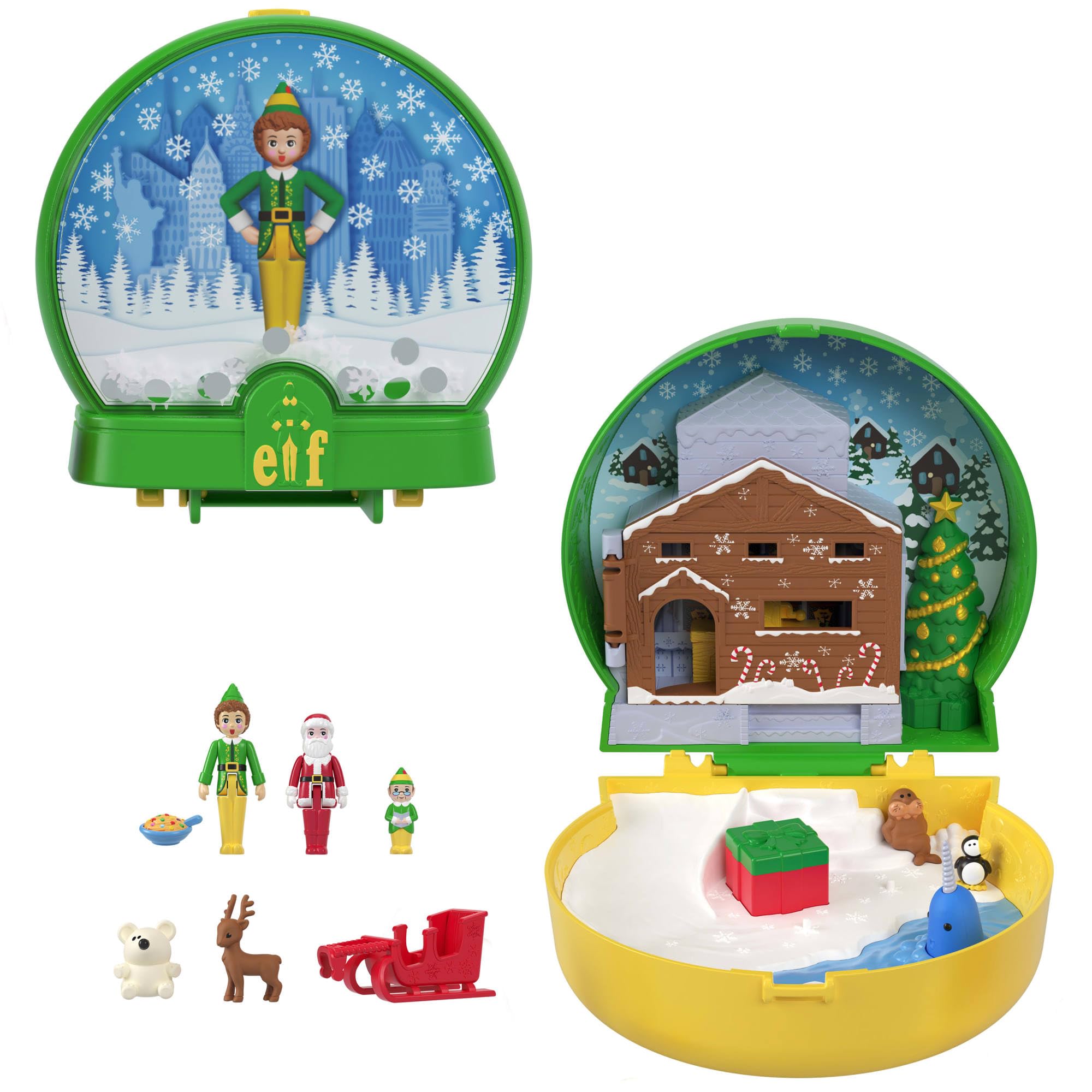 Polly Pocket x Elf Collaboration Compact Playset with Micro Buddy & Santa Dolls