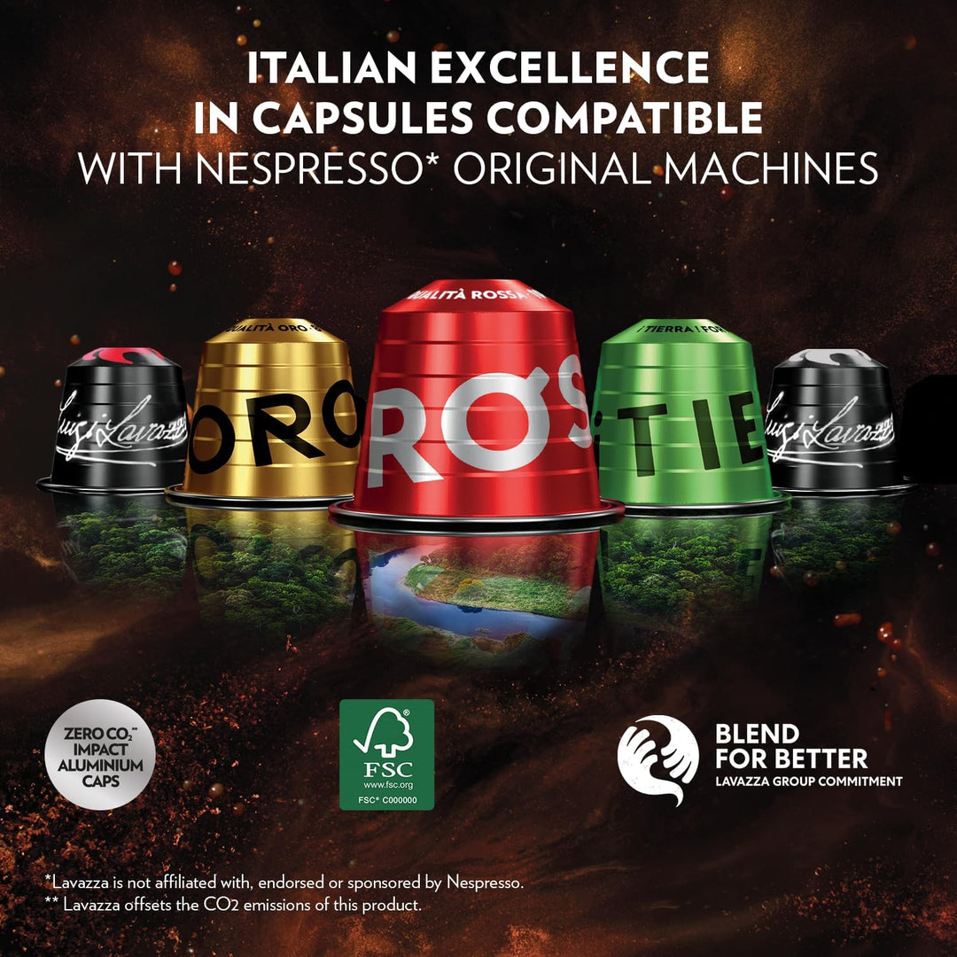 Lavazza Qualità Oro Nespresso Compatible Aluminium Capsules - 100 Pack, Zero CO2 Impact