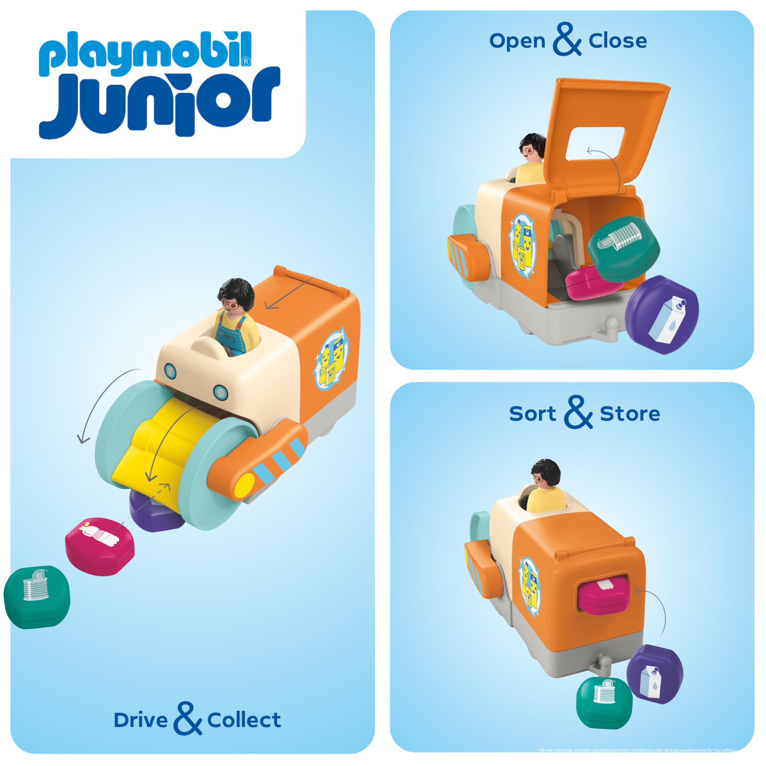 PLAYMOBIL JUNIOR Fun Trash Collection Vehicle - Educational Playset for Toddlers 1+ 3