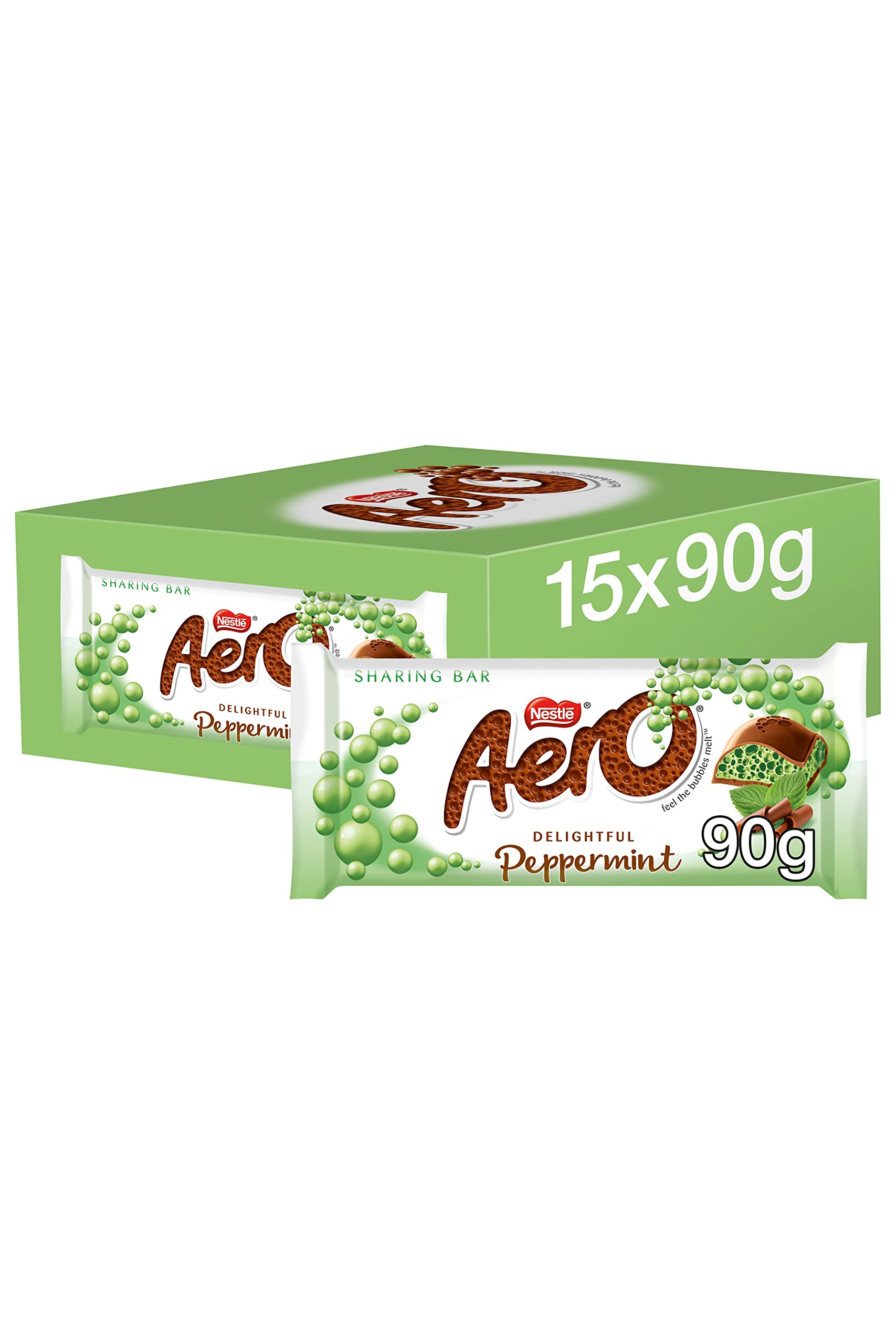 Aero Peppermint Mint Chocolate Sharing Bars, 15 x 90 g 1