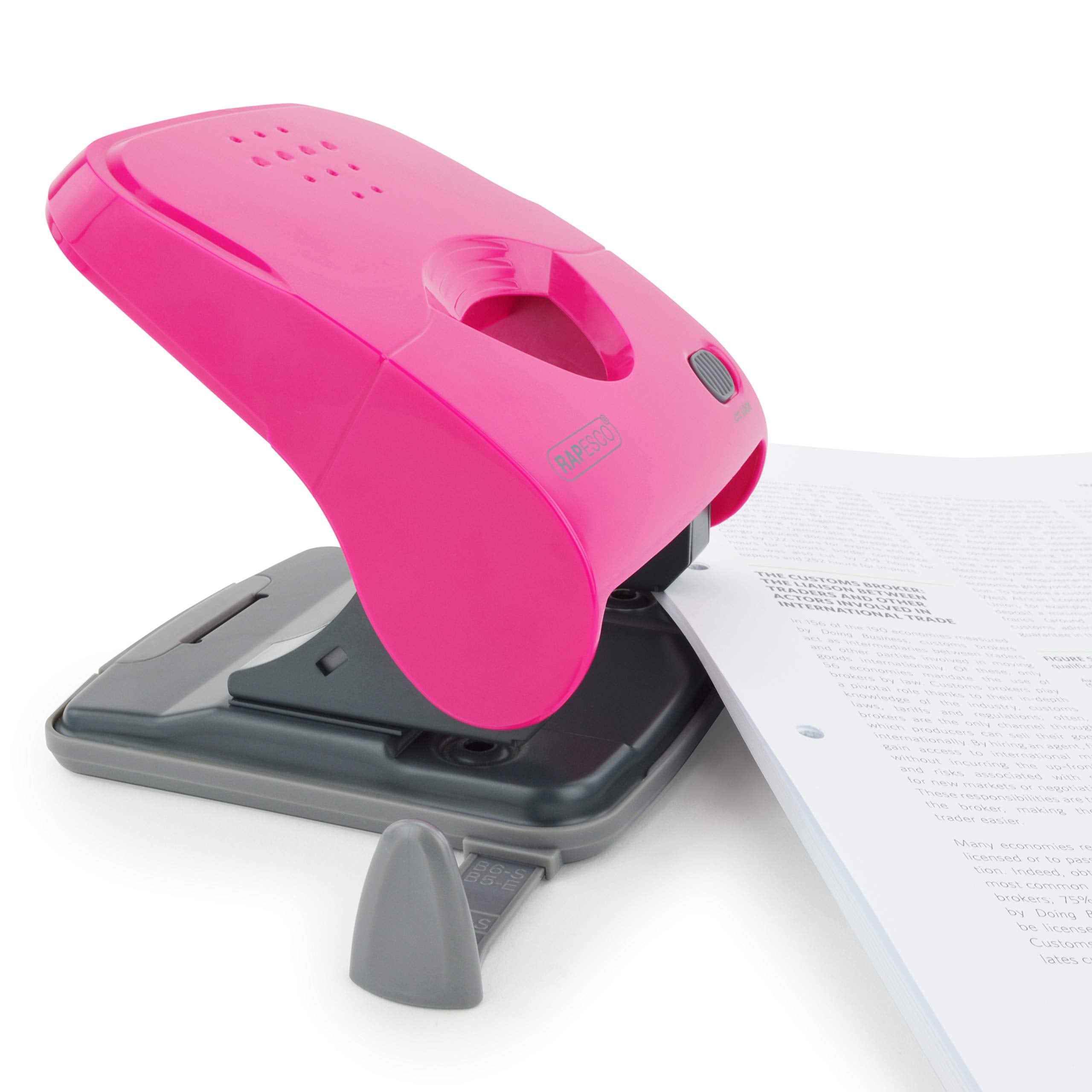 RAPESCO X5-40ps Less Effort 2 Hole Punch - 40 Sheet Capacity | 5.5mm Holes | Hot Pink 2