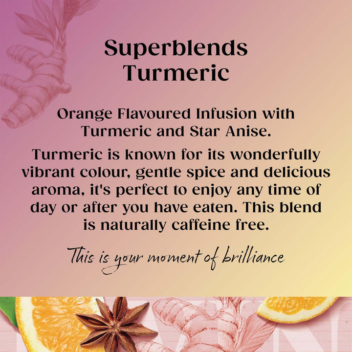 Twinings Superblends Turmeric Tea - Orange & Star Anise Herbal Infusion, 80 Biodegradable Tea Bags