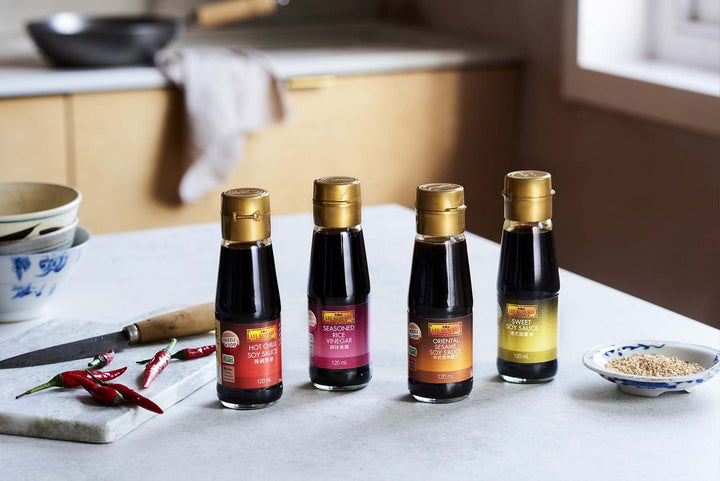 Lee Kum Kee Table Sauce Set – 4×120ml | Oriental Sesame, Hot Chilli, Sweet Soy & Rice Vinegar