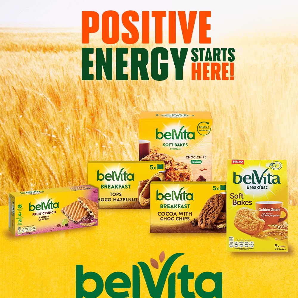 Belvita Breakfast Biscuits Honey and Nuts, 50g - Crunchy Wholegrain Biscuits with Honey, Nuts & Chocolate Chips