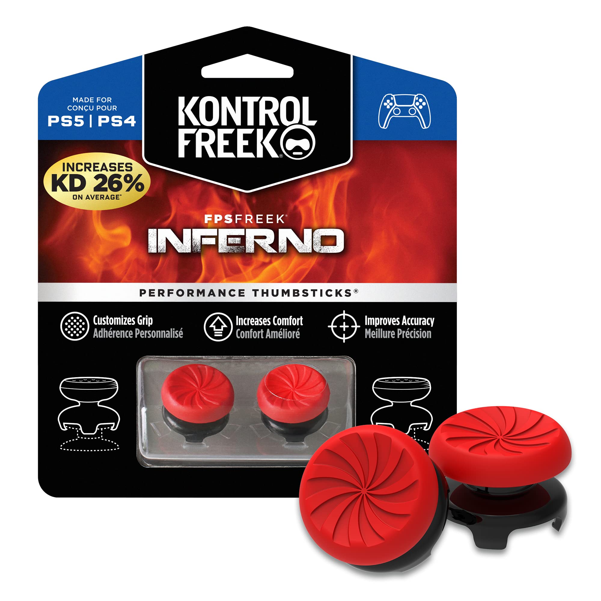 KontrolFreek FPS Freek Inferno Thumbsticks for PS4 & PS5 | High-Rise, Red 1