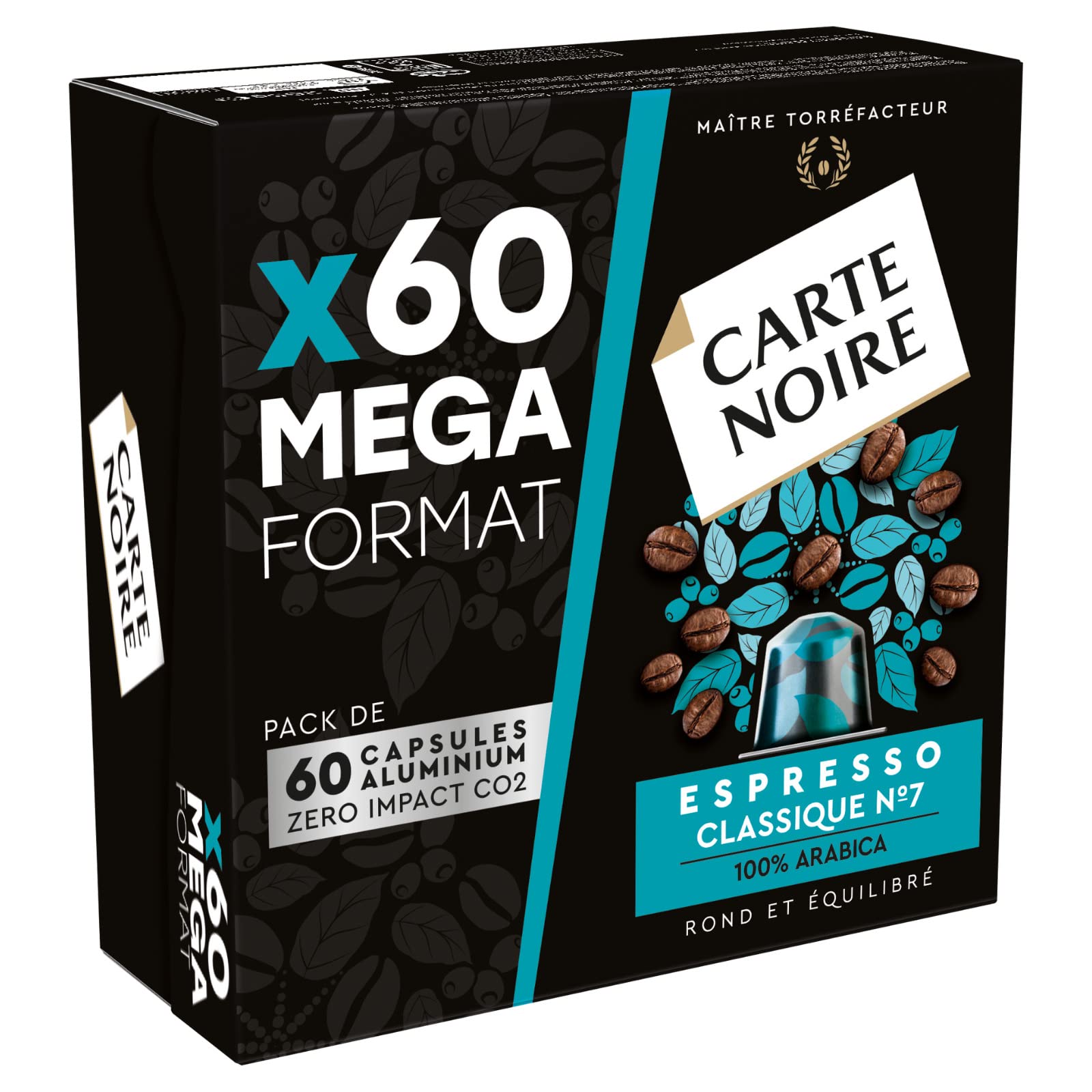 Carte Noire Espresso Classique Nespresso Compatible Aluminium Capsules, 60 Count Pack