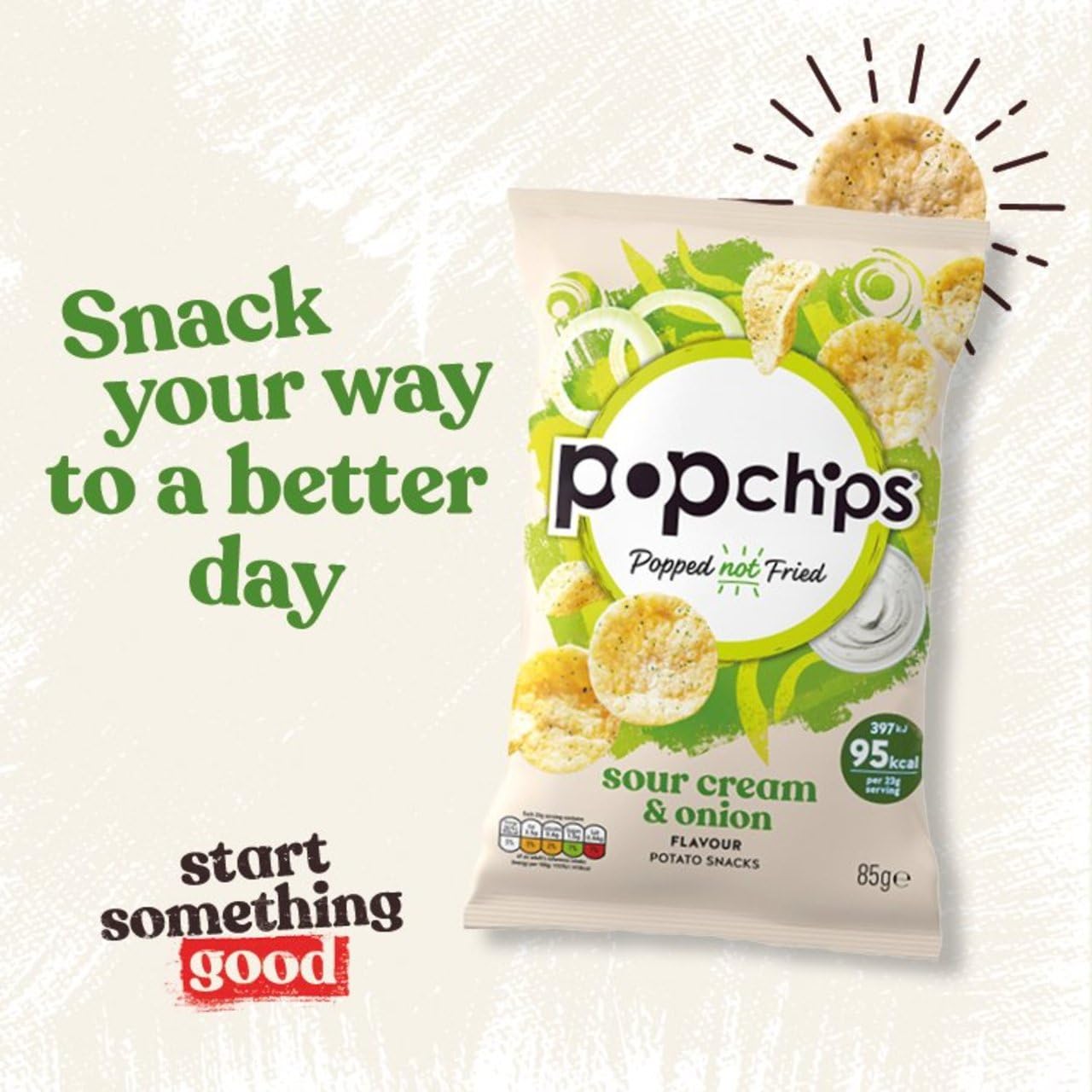 Popchips Sour Cream and Onion Popped Potato Chips Multipack | 8 x 85g Bags 2