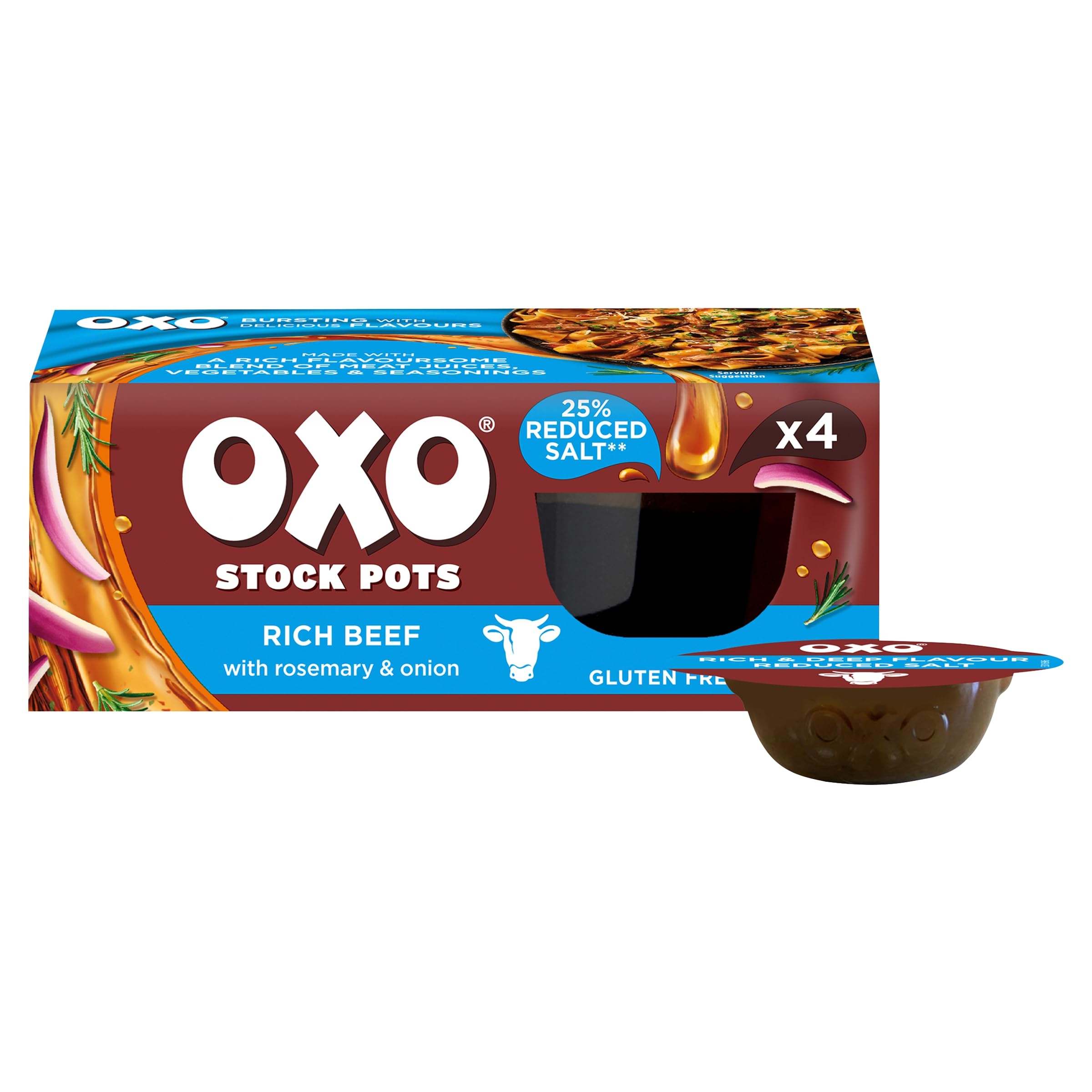 OXO Reduced Salt Beef Stock Pots - Rich Flavour, 25% Less Salt | Gluten-Free