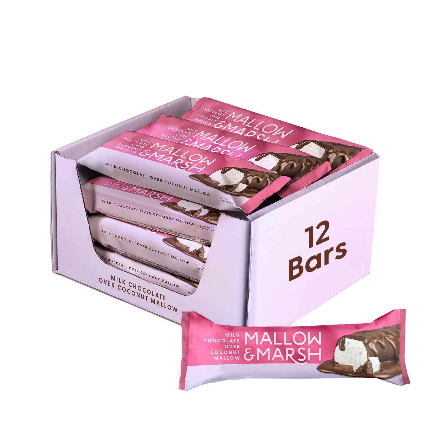 Mallow & Marsh Milk Chocolate over Coconut Marshmallow Bar - 12 x 35g Pack | Belgian Fairtrade Chocolate 1