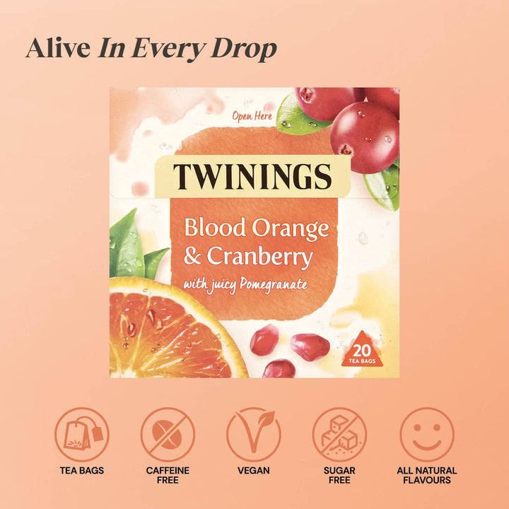Twinings Blood Orange Cranberry Pomegranate Fruit Tea 80 Tea Bags Caffeine Free