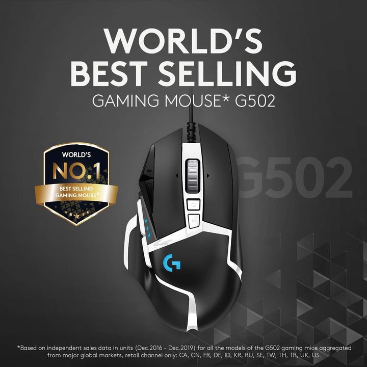 Logitech G502 HERO 25K Gaming Mouse Special Edition - Black & White