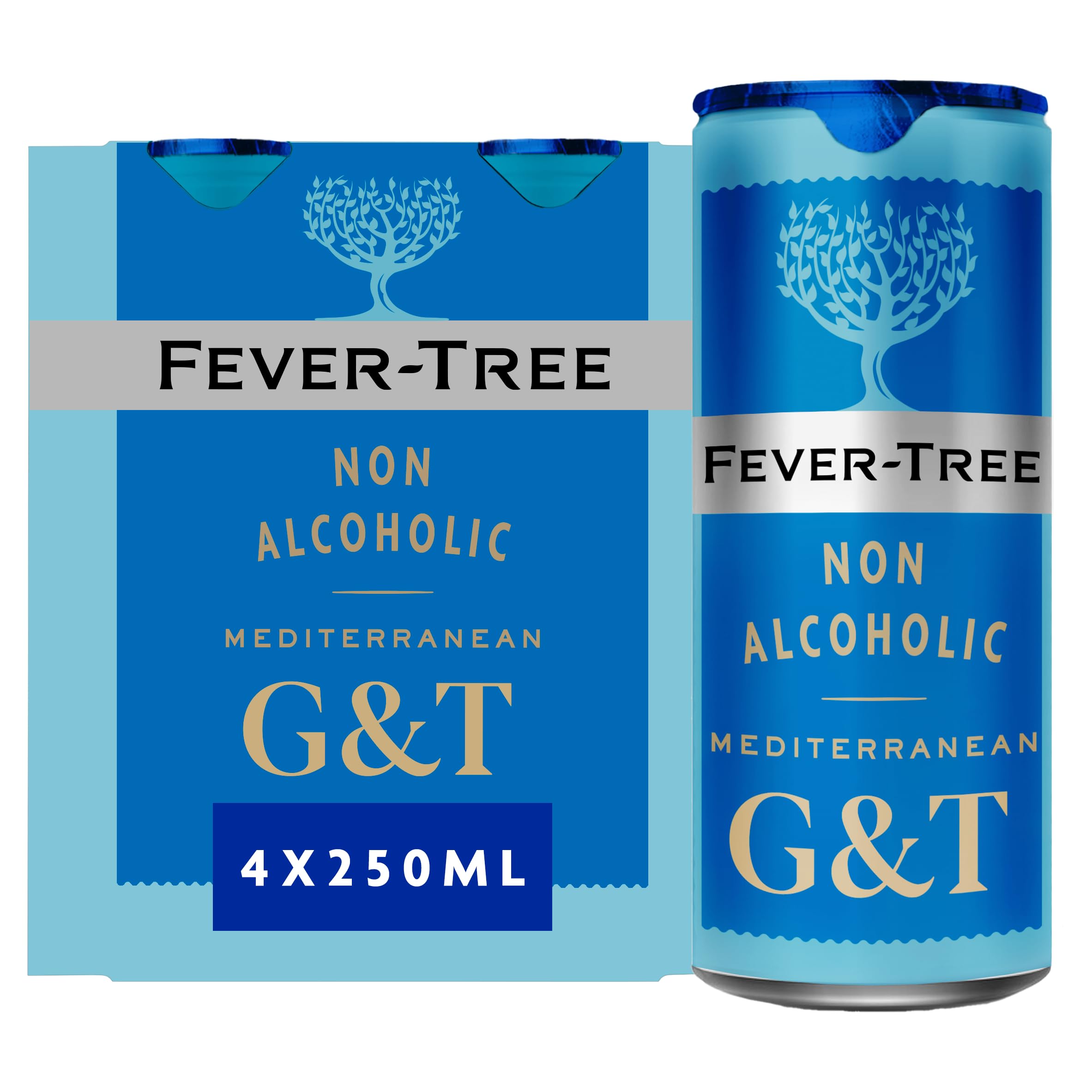 FEVER-TREE Non-Alcoholic Mediterranean G&T - 4 x 250ml Bottles | Low Calorie | Distilled Botanicals 1