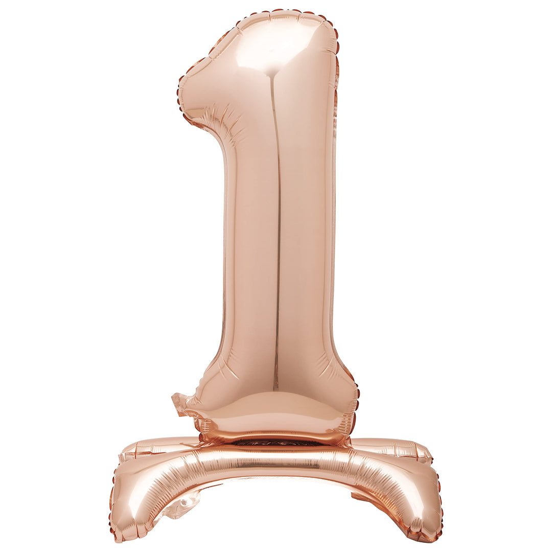 Rose Gold Foil Number 1 Balloon - 76cm Free-Standing Party Decor for Milestone Events
