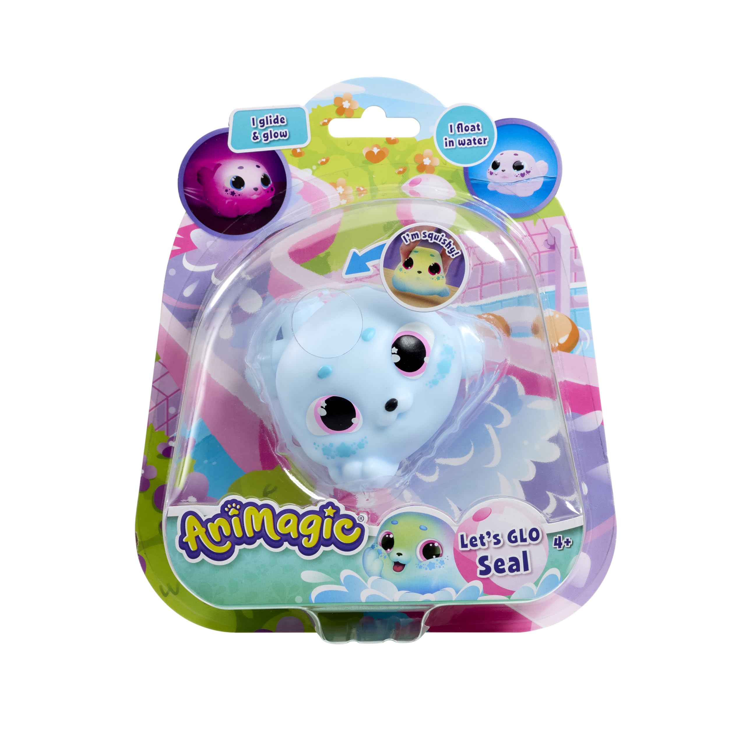 Animagic Let's Glo Seal - Blue | Glowing, Gliding, Squishy Interactive Toy for Kids 1