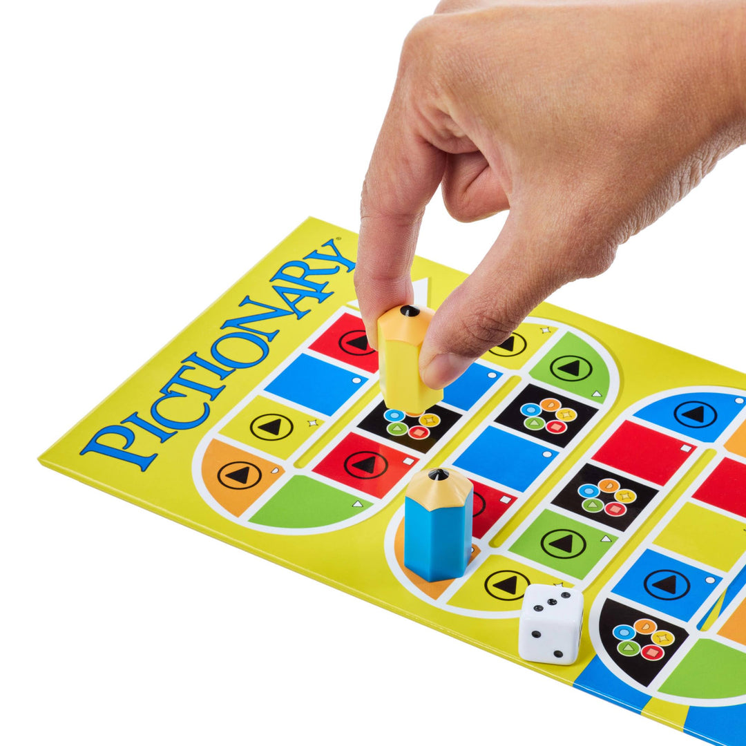 Mattel Games Pictionary Family Board Game for Kids and Adults with Erasable Markers, Boards, Sand Timer, JDX96