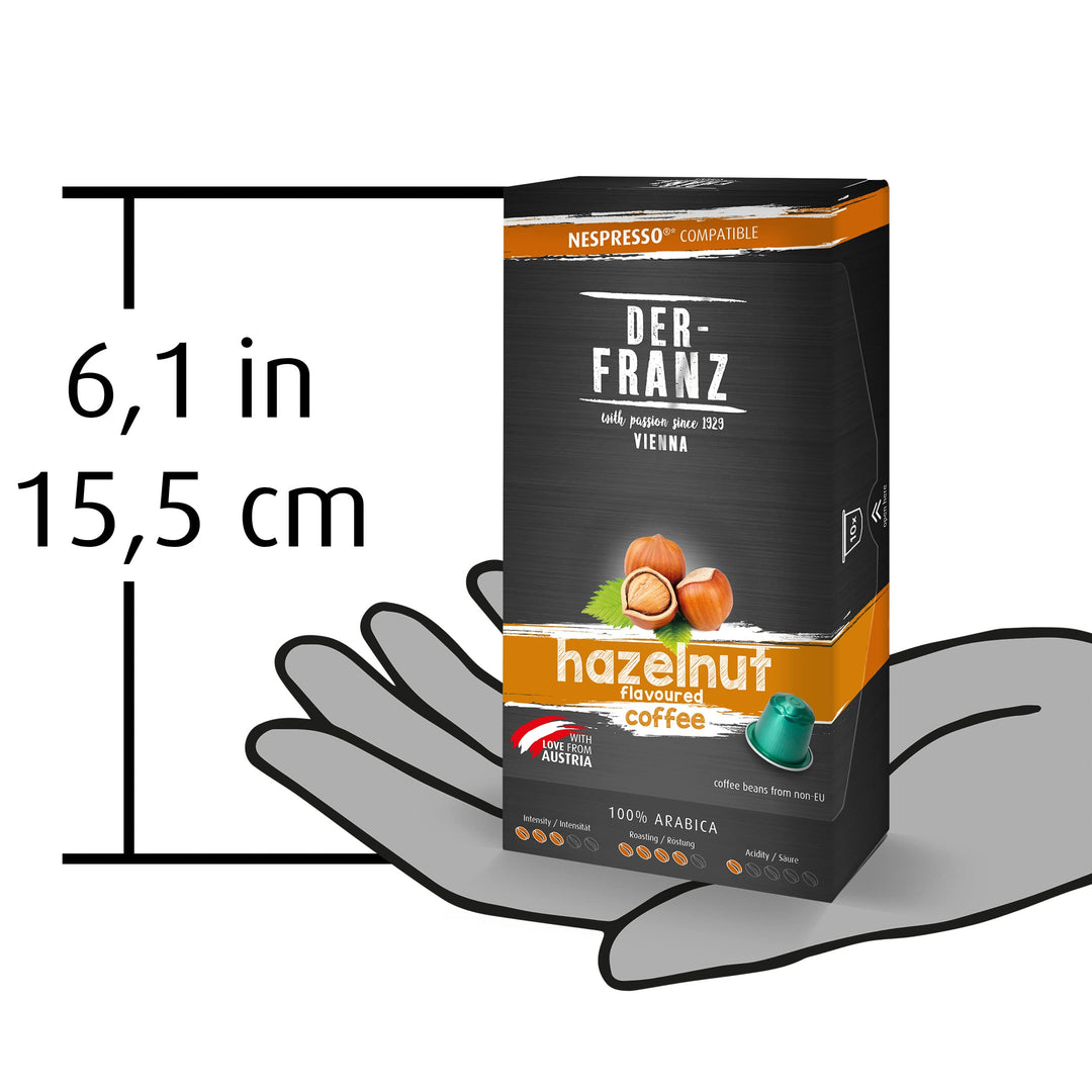 Der-Franz Hazelnut Aroma Coffee Capsules, 60 Capsules (6x10), Nespresso Compatible