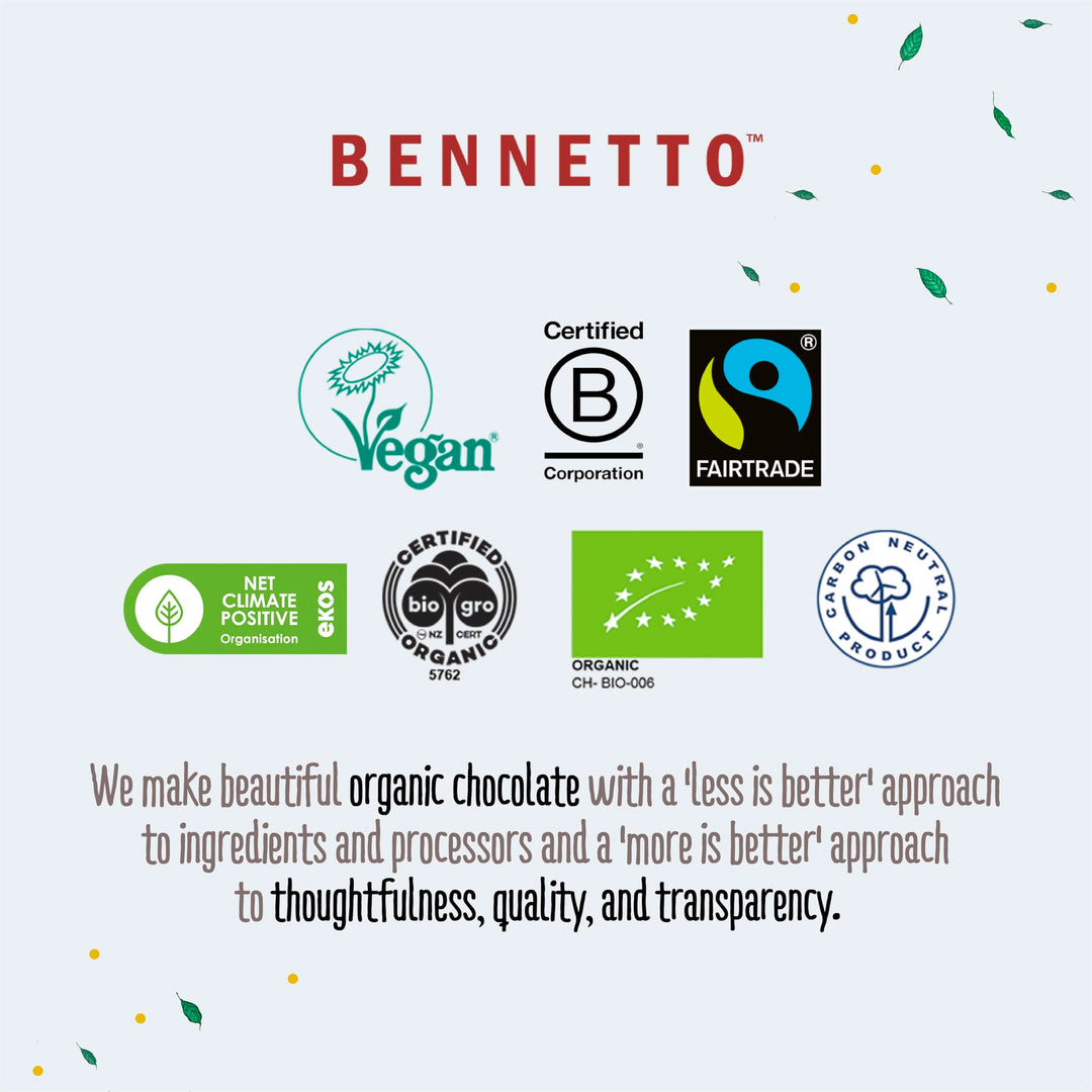 Bennetto 82% Super Dark Organic Chocolate Bar - Single Origin Ecuadorian Cocoa, Vegan & Gluten-Free